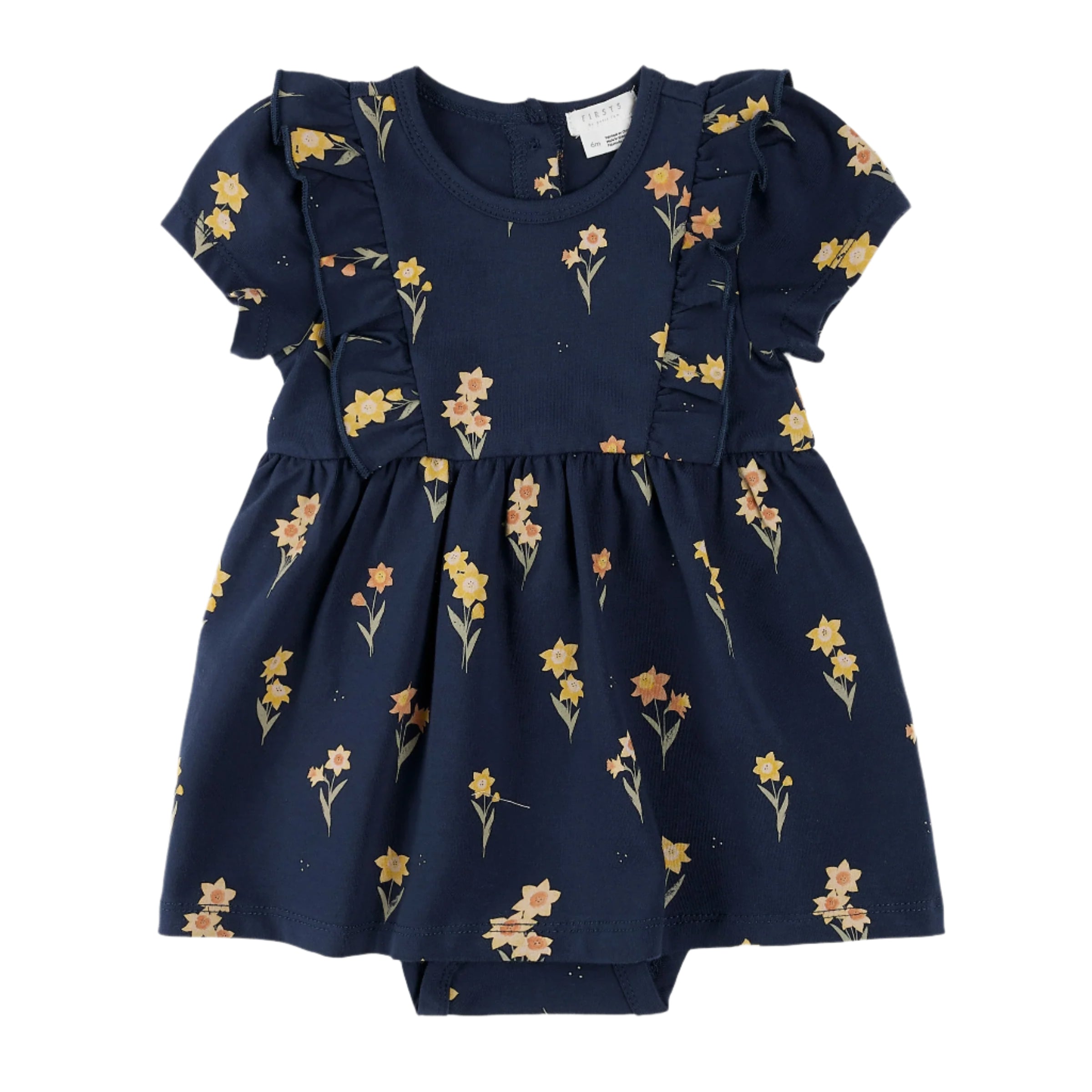 Daffodils Skirted Bodysuit for Women - Floral Print Stretchy Jumpsuit with Built-in Skirt | Perfect for Spring Outfits, Date Nights & Casual Wear