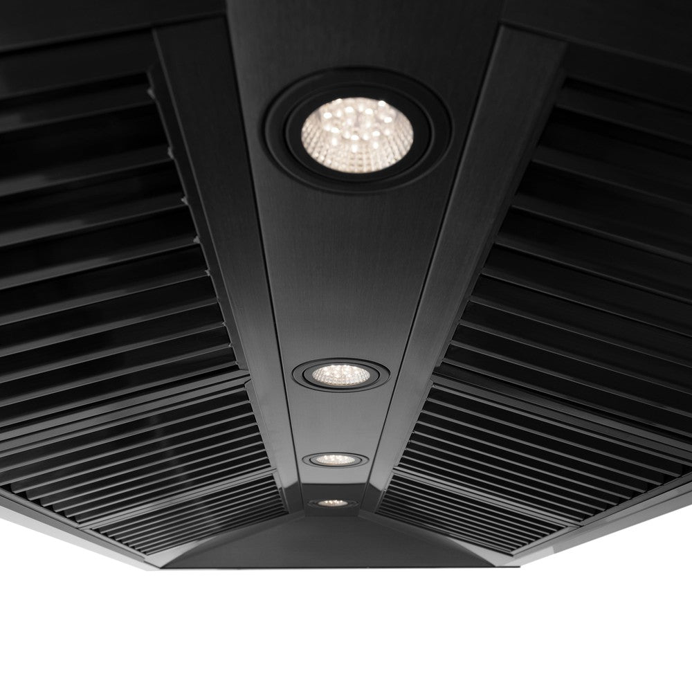 ZLINE Autograph Edition 48 Inch Black Stainless Steel Range Hood with Handle (BS655Z 48) - Professional Kitchen Ventilation for Modern Homes & Restaurants