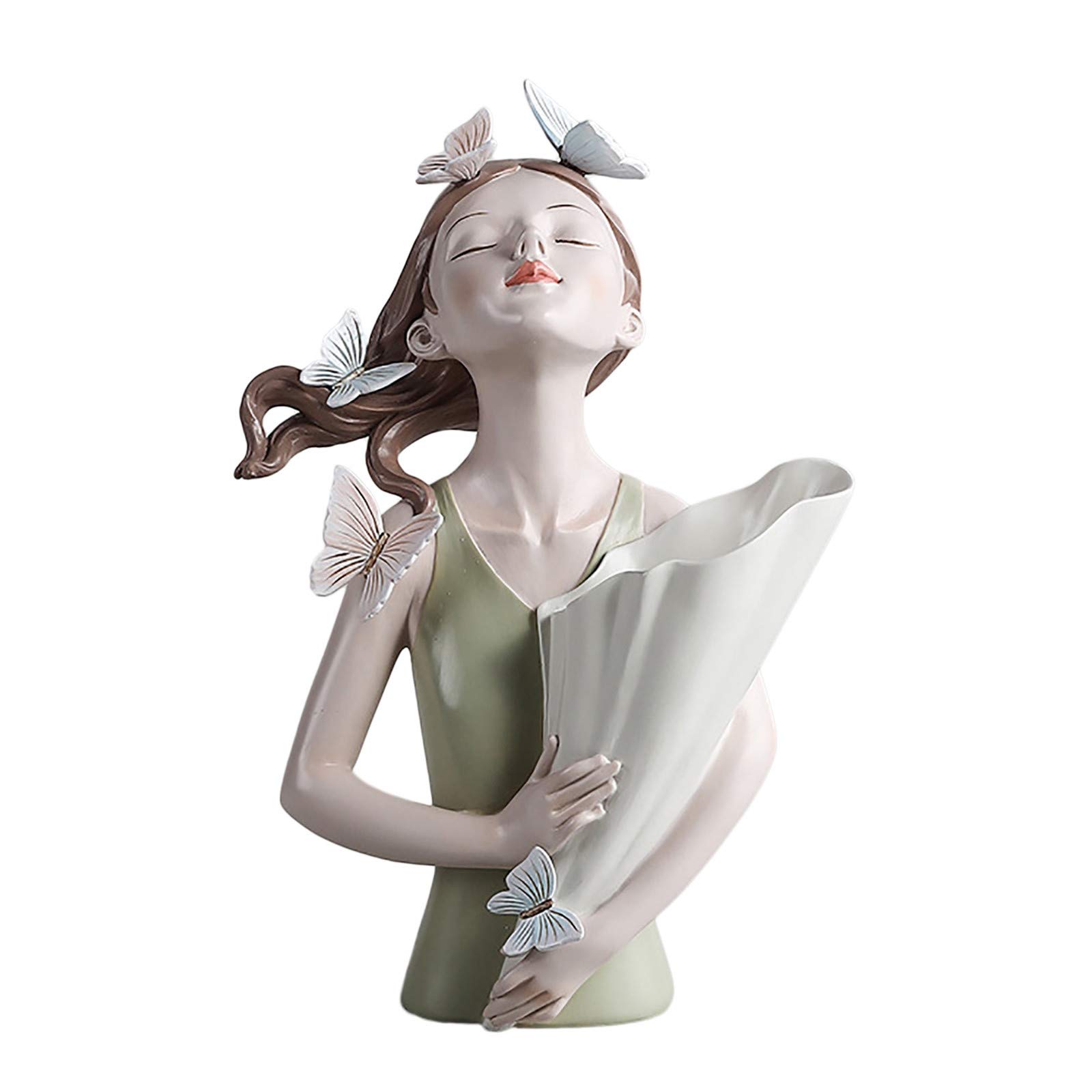 Butterfly Resin Vase Decor - Green Home Gift for Girls