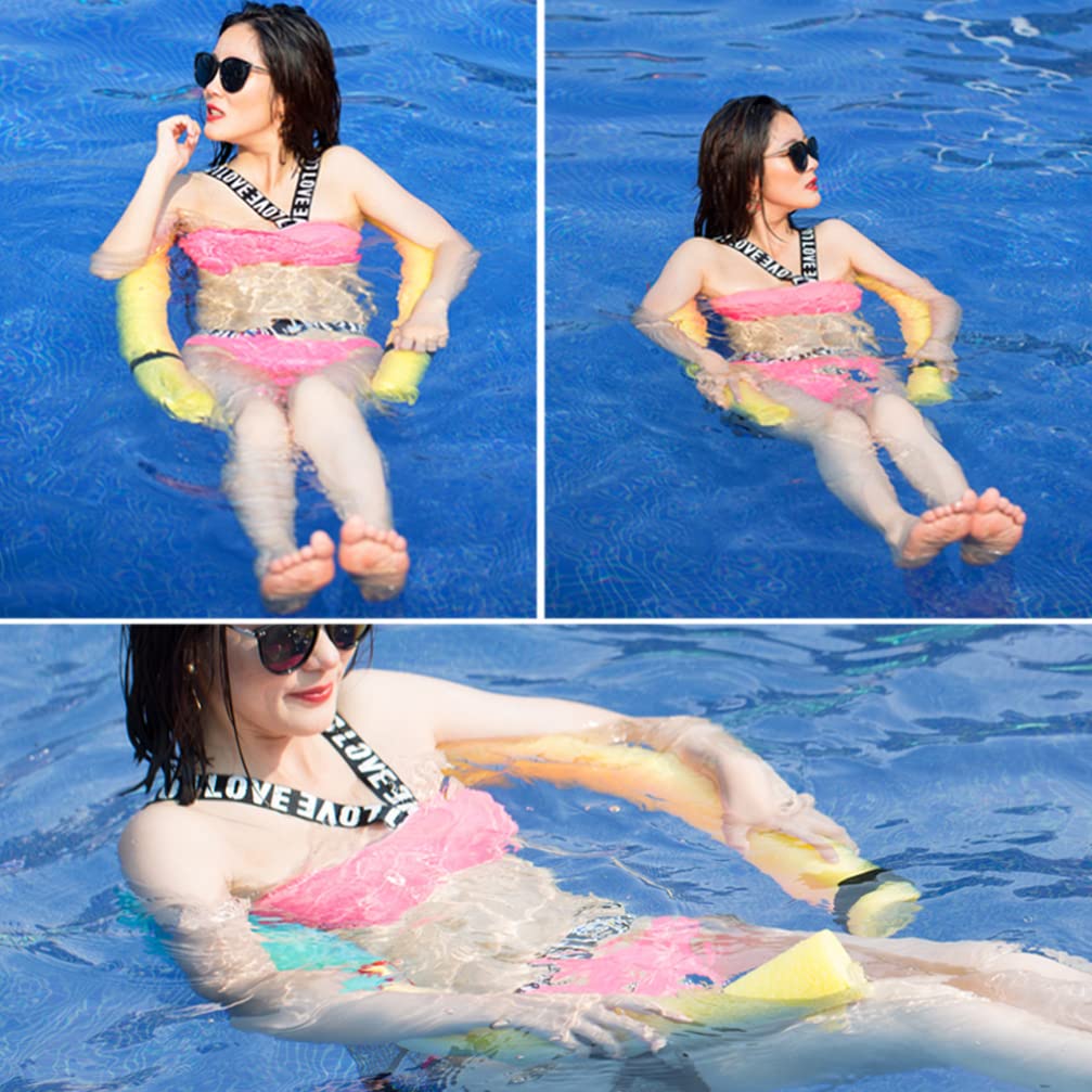 INOOMP 2-Pack Foldable Mesh Pool Chair with Floating Net Pocket - Waterproof Swimming Ring & Noodle Holder for Kids - Perfect for Pool Parties, Beach Floatation & Backyard Relaxation