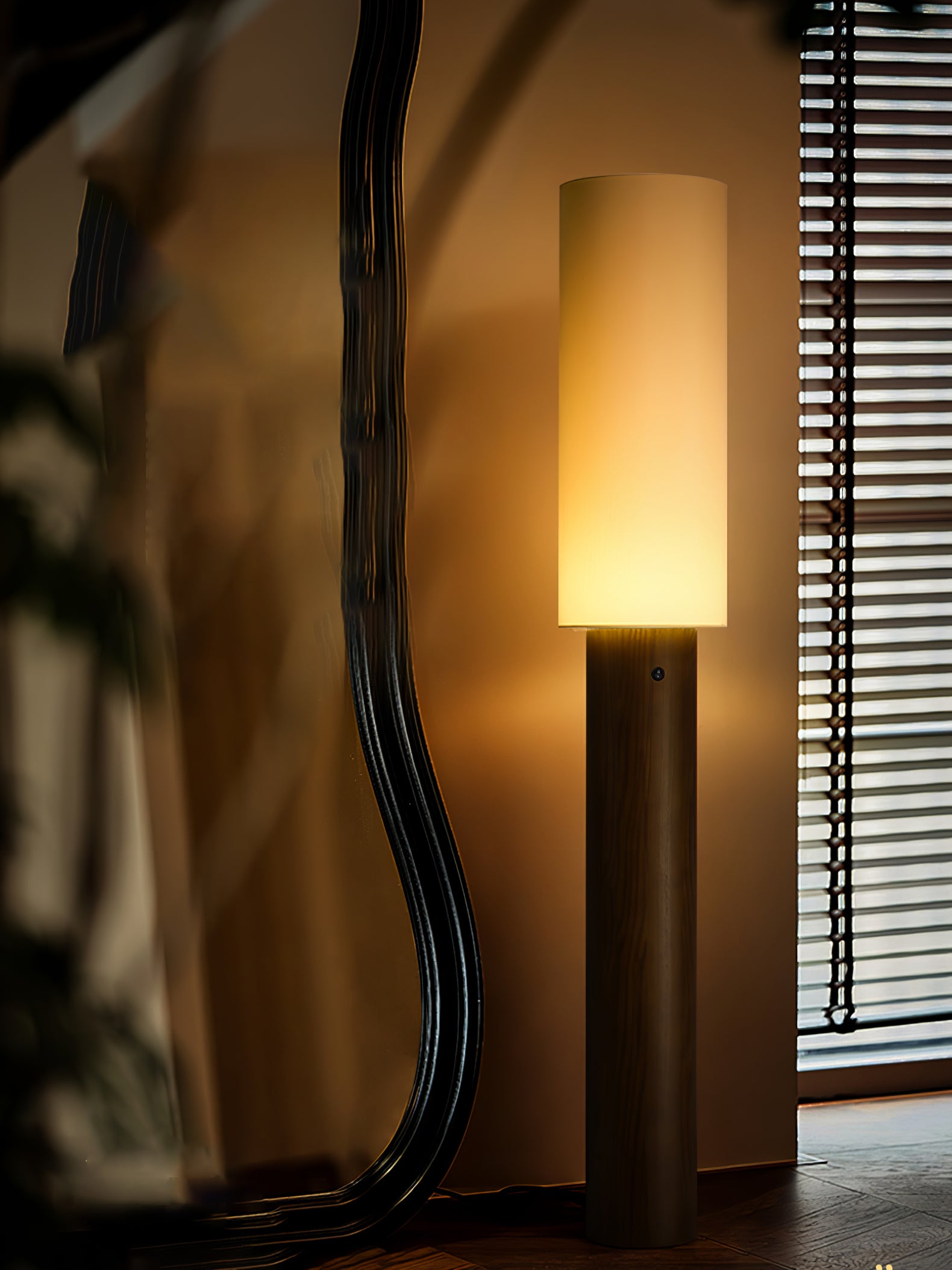 Elara Modern Wood Floor Lamp - Adjustable Height Standing Light for Living Room, Bedroom & Office - Warm White LED Reading Light with Remote Control - Perfect for Cozy Nights & Home Decor