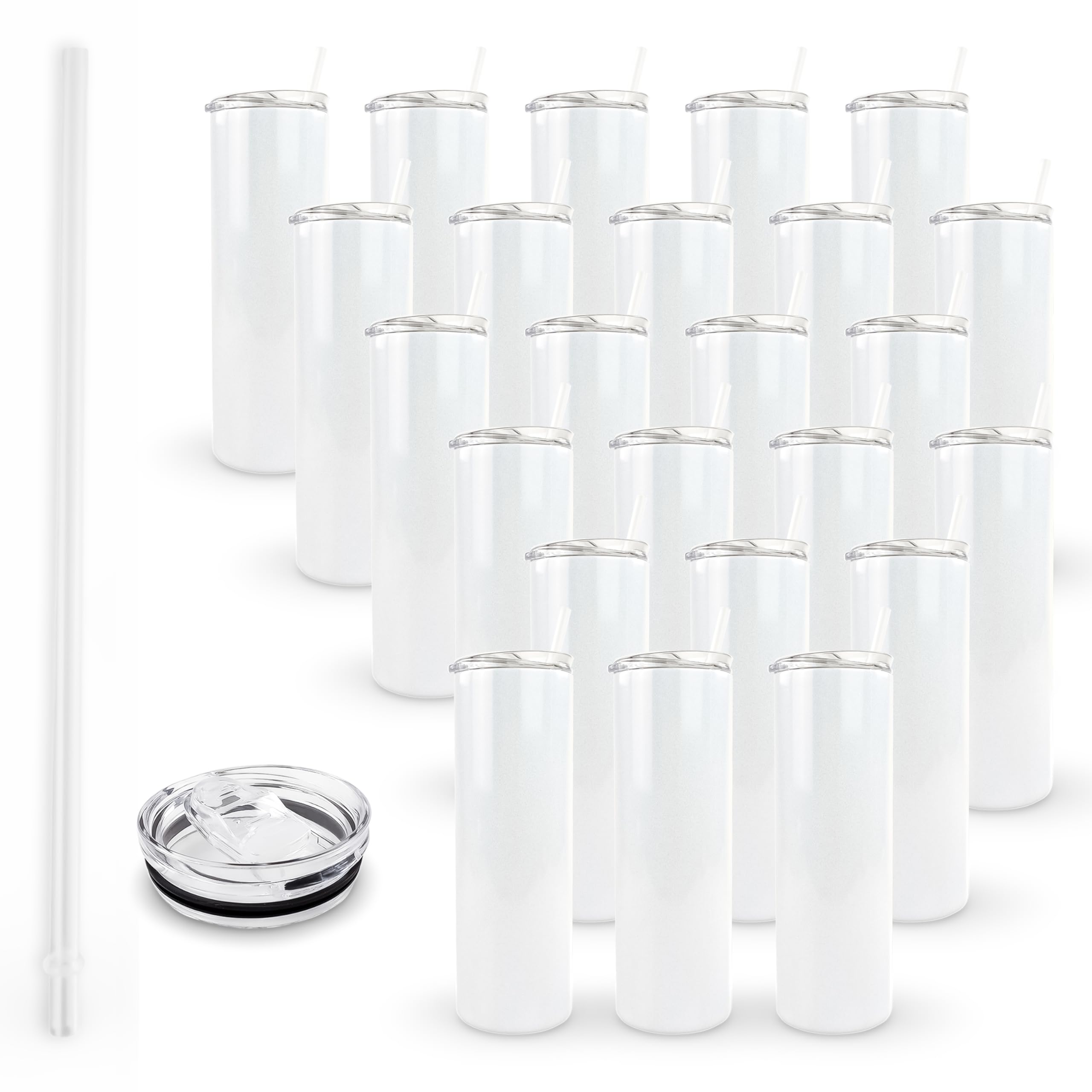 20oz Holographic Sublimation Tumbler with Lid & Straw - 24-Pack Bulk Sublimation Blanks - Insulated Stainless Steel Cups for Custom Designs - Perfect for DIY Crafts, Promotional Gifts & Personalized Drinkware