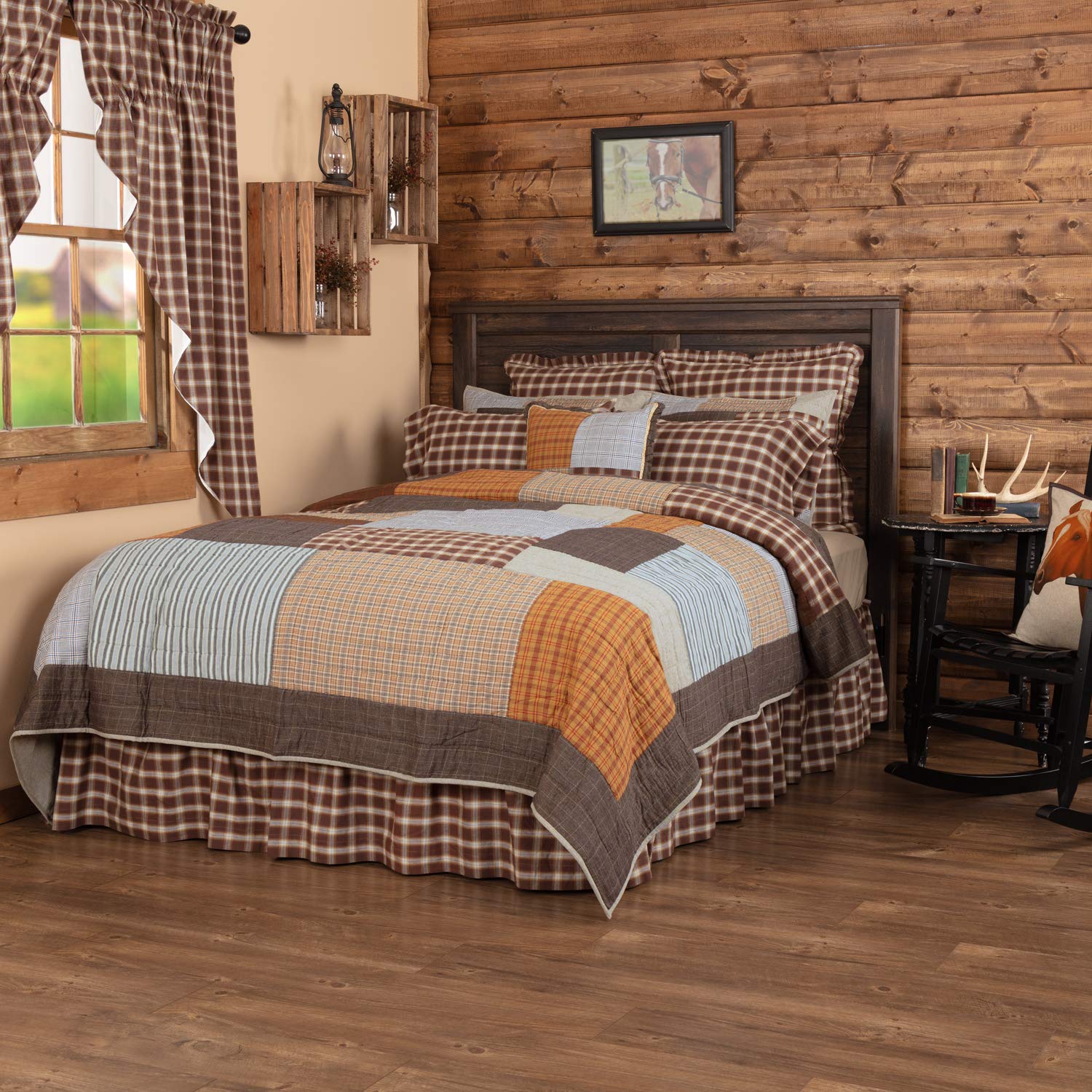 VHC Brands Rustic & Lodge Farmhouse Bedding - Rory Grey Quilt Set, Luxury King Size 120x105 Inches - Perfect for Cozy Bedrooms, Guest Rooms & Cabin Retreats