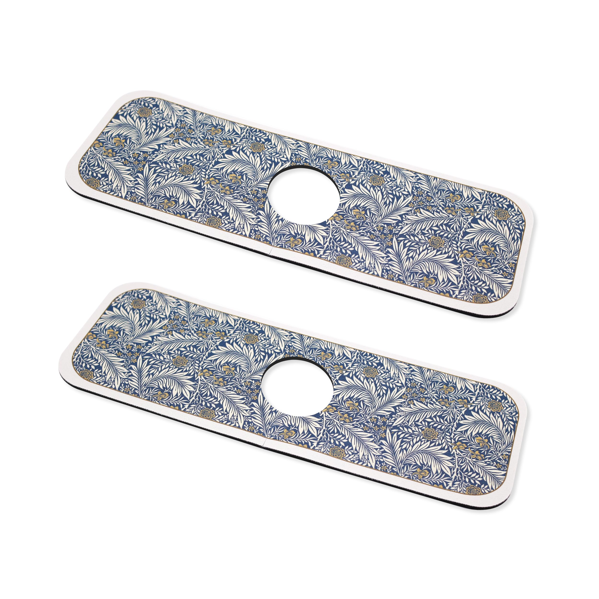 FerdY 2-Pack Splash Guard for Kitchen Sink Faucet | 15x5 Inch Absorbent Fast Drying Mat | Drip Catcher Pad for Bathroom & Bar Sink | Washable, Spillproof & Easy Care Leaf Pattern | Perfect for Preventing Water Splashes & Keeping Countertops Dry