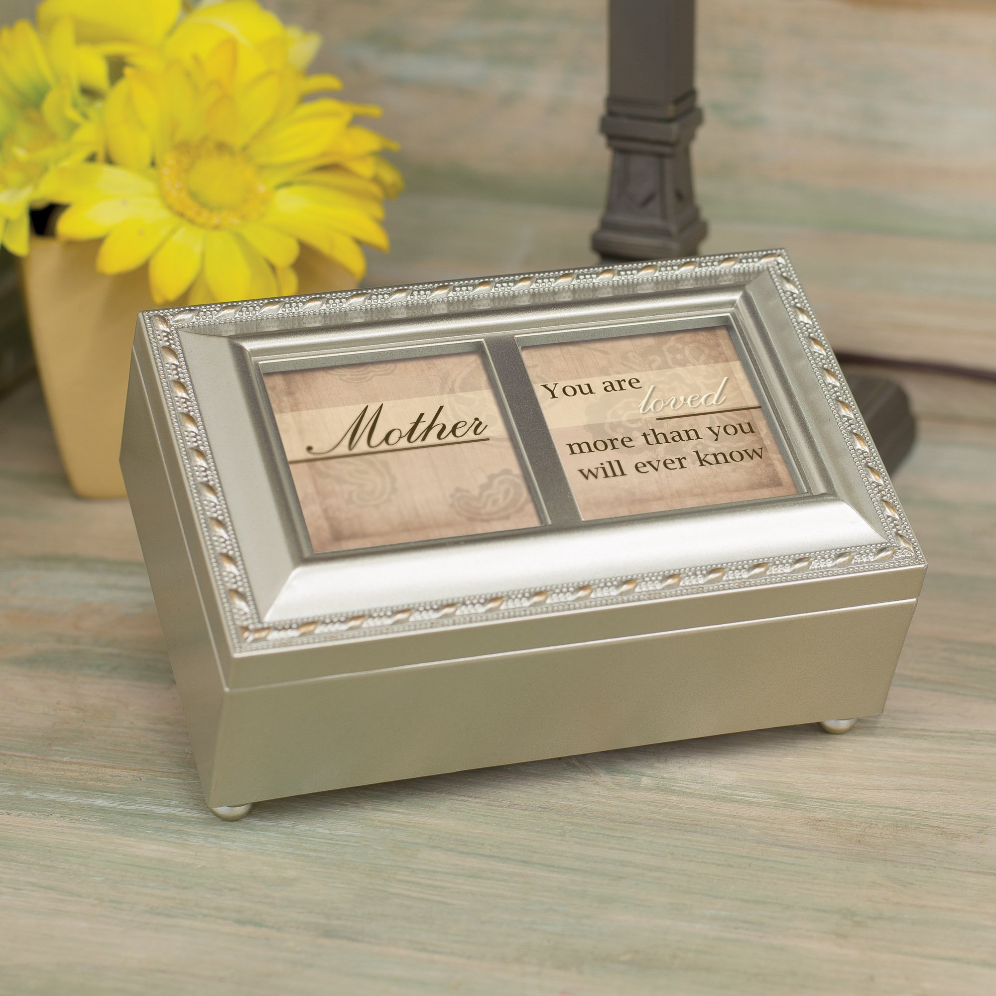 Elegant Mother Champagne Silver Petite Music Jewelry Box - Plays 'You Light Up My Life' - Perfect for Gifts, Keepsakes & Home Decor