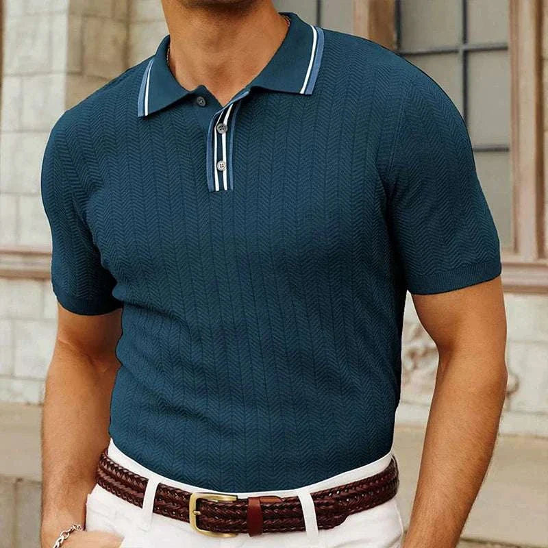 Breathable Summer Knit Polo Shirt for Men - Casual Comfort Fit Cotton Top for Outdoor Activities & Office Wear