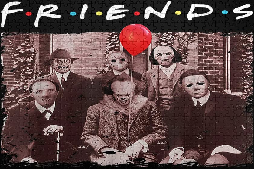 500-Piece Wooden Jigsaw Puzzle - Halloween Characters & Horror Movie Friends - Fun Educational Puzzle Game for Adults and Kids - Perfect Gift for Family Game Night & Halloween Party Activities