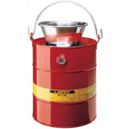 Justrite 5 Gallon Steel Safety Can with Funnel - Leak-Proof & Durable for Gasoline, Diesel & Oil Storage - Ideal for Garage, Workshop & Industrial Use