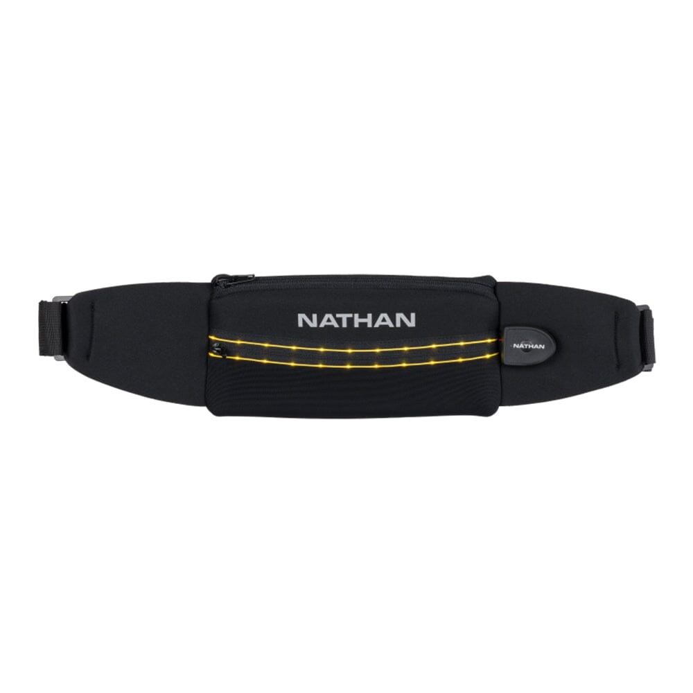 Nathan Laser Light 5K Running Belt - Reflective Safety Waist Pack for Jogging, Cycling & Night Sports - Hands-Free Phone Holder & Storage Pouch