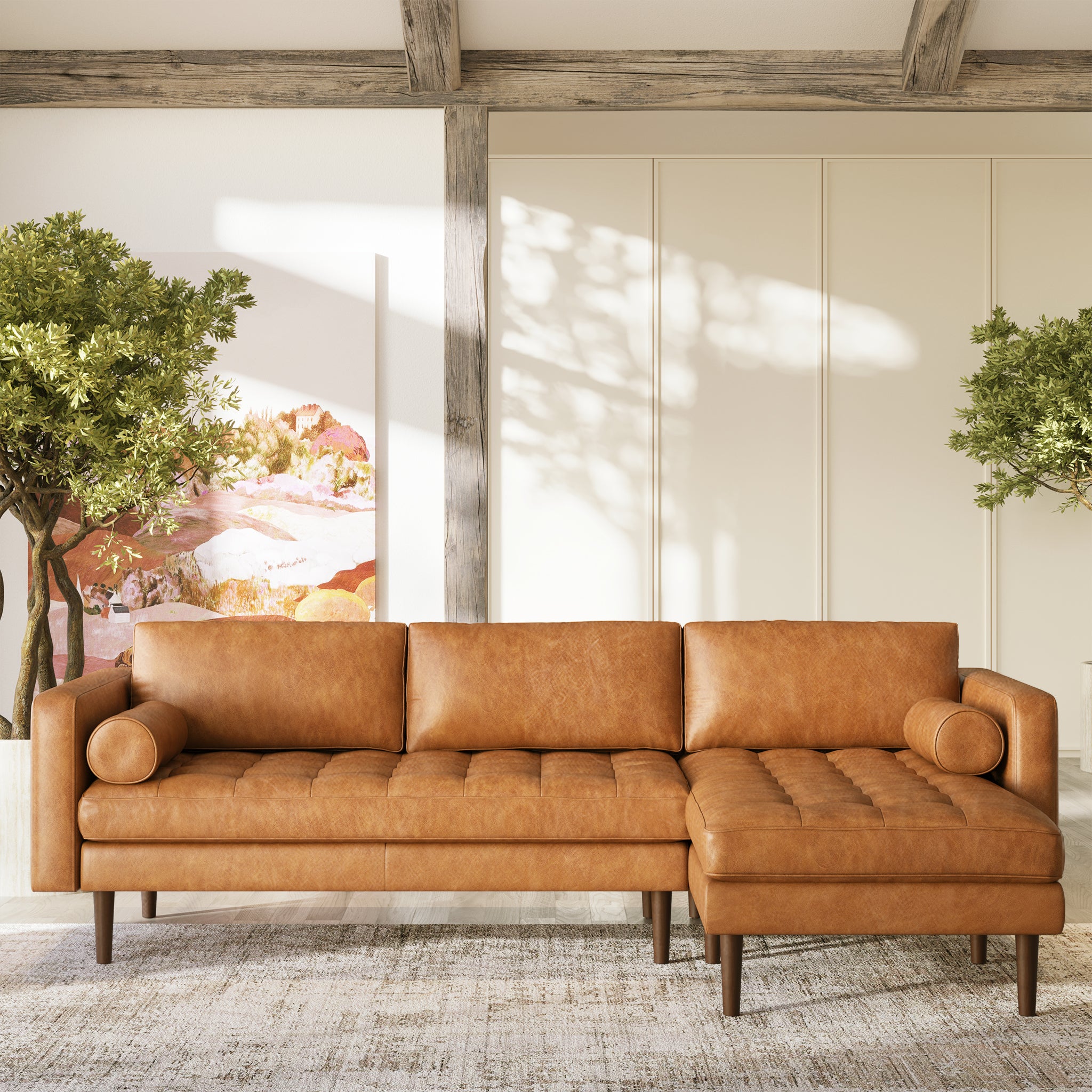 Napa Right Facing Sectional Sofa - Modern L-Shaped Couch for Living Room, Family Room & Home Theater | Comfortable Upholstered Furniture with Premium Fabric