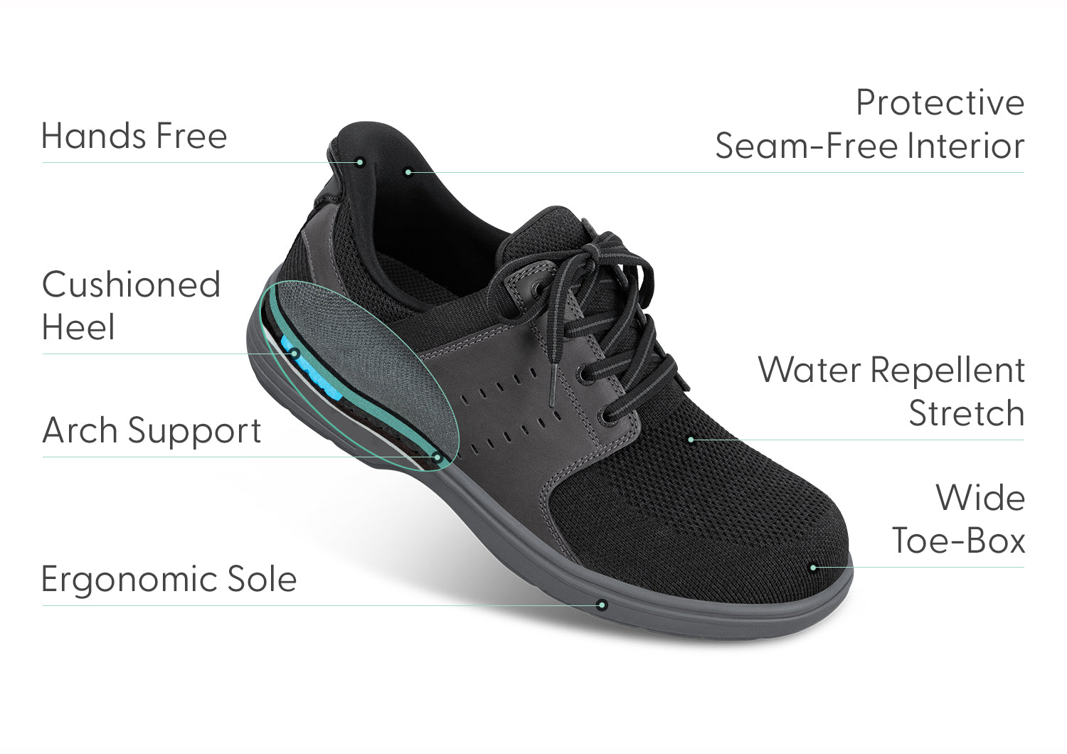 Siron Hands-Free Black - Wireless Headset for Workouts, Running, and Commuting - Noise Cancelling Bluetooth Earbuds for iPhone & Android