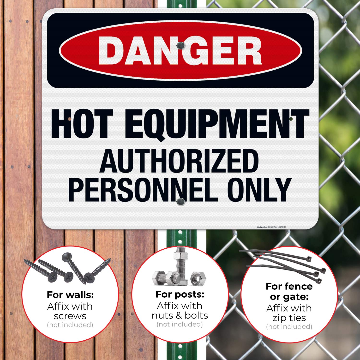 Danger Hot Equipment Authorized Personnel Only Sign - OSHA Compliant 24x30 Inches, 3M EGP Reflective .080 Aluminum, Fade Resistant for Indoor/Outdoor Use - Made in USA - Perfect for Factories, Warehouses & Construction Sites