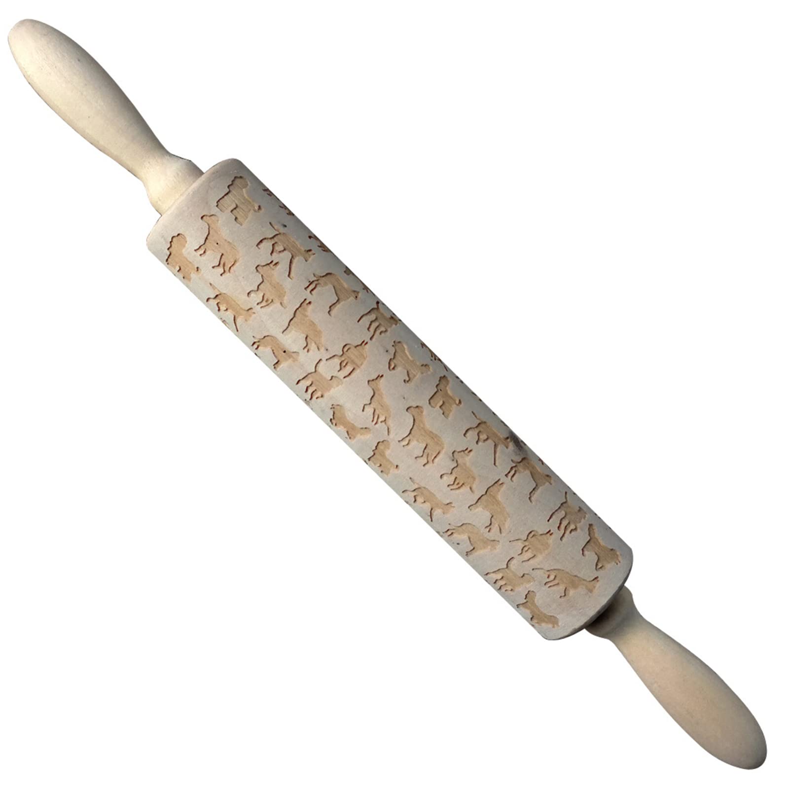 DEMAXIYA 3D Engraved Wooden Rolling Pin with Elk Deer Pattern - Embossed Baking Roller for Cookies, Waffles, Pastry & Pie Dough | Perfect for Holiday Baking & Christmas Cookie Decorating