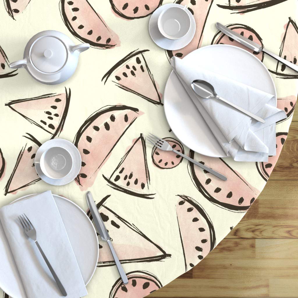 Custom Fruit Watercolor Print Cotton Sateen Tablecloth - 70