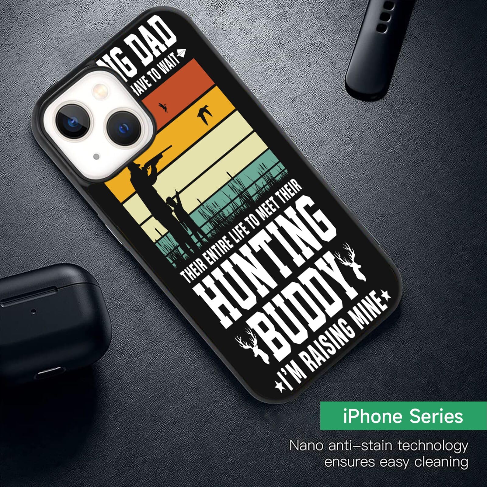 DAFEI Shockproof Slim Rubber Phone Case with Hunting Dad Design for iPhone 15 14 13 12 11 Pro Max Plus Mini XR X XS SE - Perfect for Outdoor Adventures & Daily Protection
