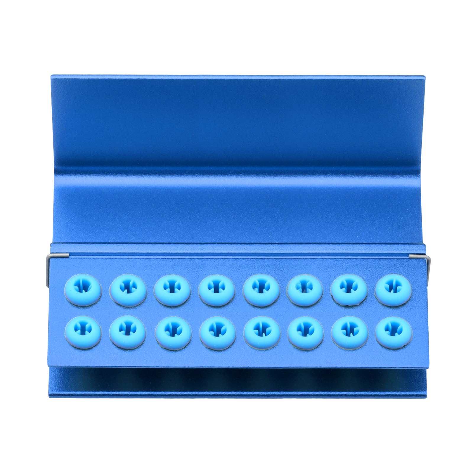 3PCS Aluminum Alloy Endo Box with Cover - 16 Hole Bur Holder & Organizer for Dental Tools | Sterilizable Case for Dental Clinics & Labs (Blue)