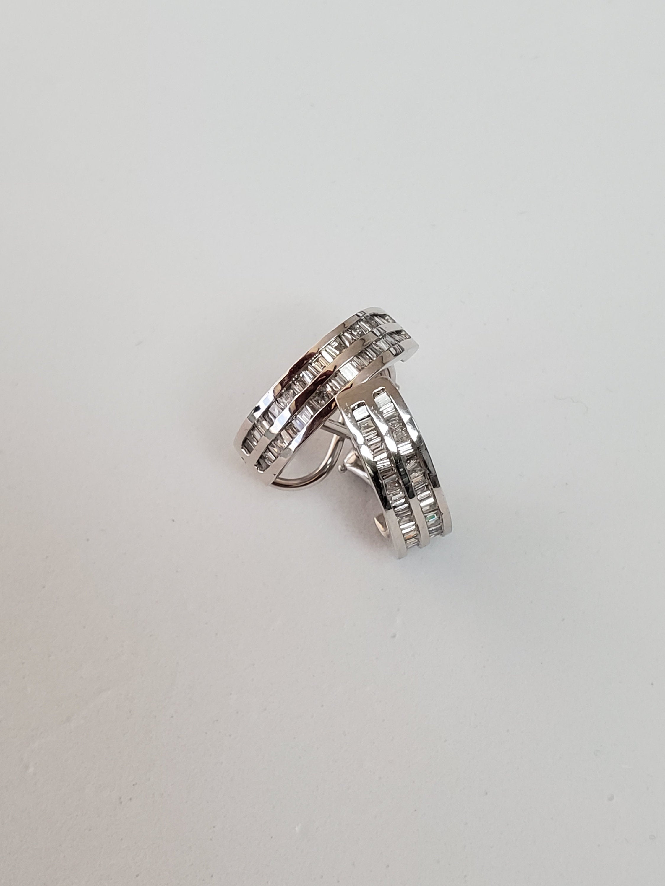 1.25cttw Double Row Diamond Baguette Earrings in 14k White Gold - Elegant Wedding Jewelry & Anniversary Gift for Her