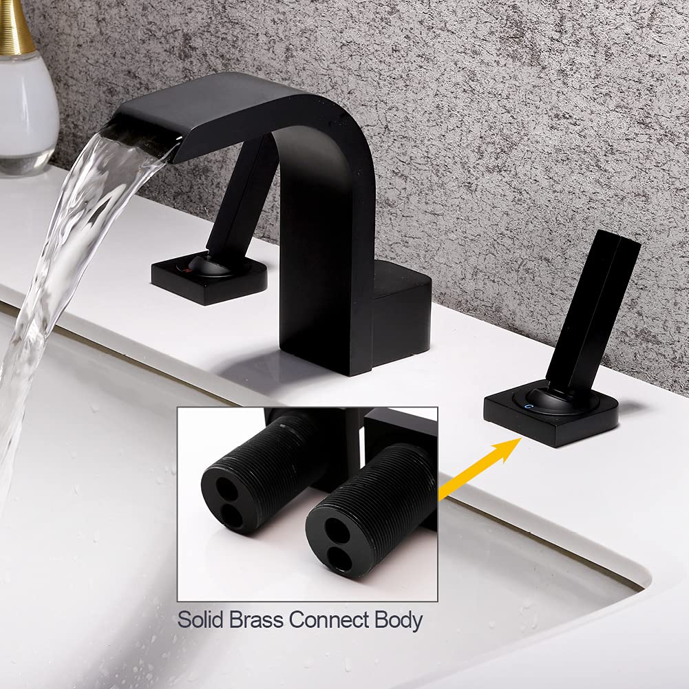 8 Inch Widespread Bathroom Faucet - Matte Black 3 Hole High Arc Basin Mixer Tap with 2 Handles for Bathroom Vanity Sink (Perfect for Modern Home Decor & Spa-Style Bathroom Renovations)