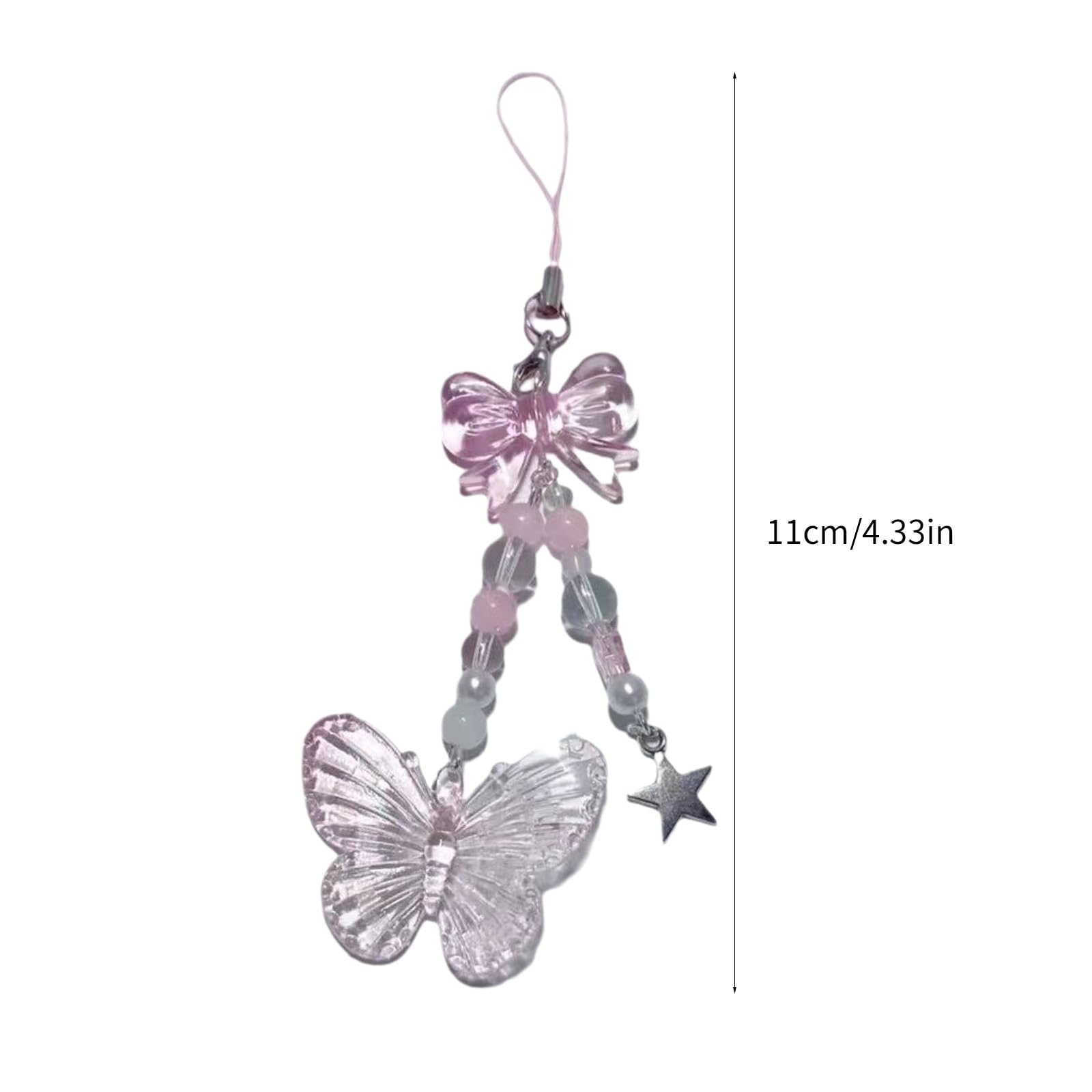 Saddgo Stylish Beaded Phone Strap - Butterfly Phone Pendant & Lanyard for iPhone Samsung - Fashion Phone Jewelry Accessory for Women Girls - Perfect for Work, Party, Travel & Daily Use