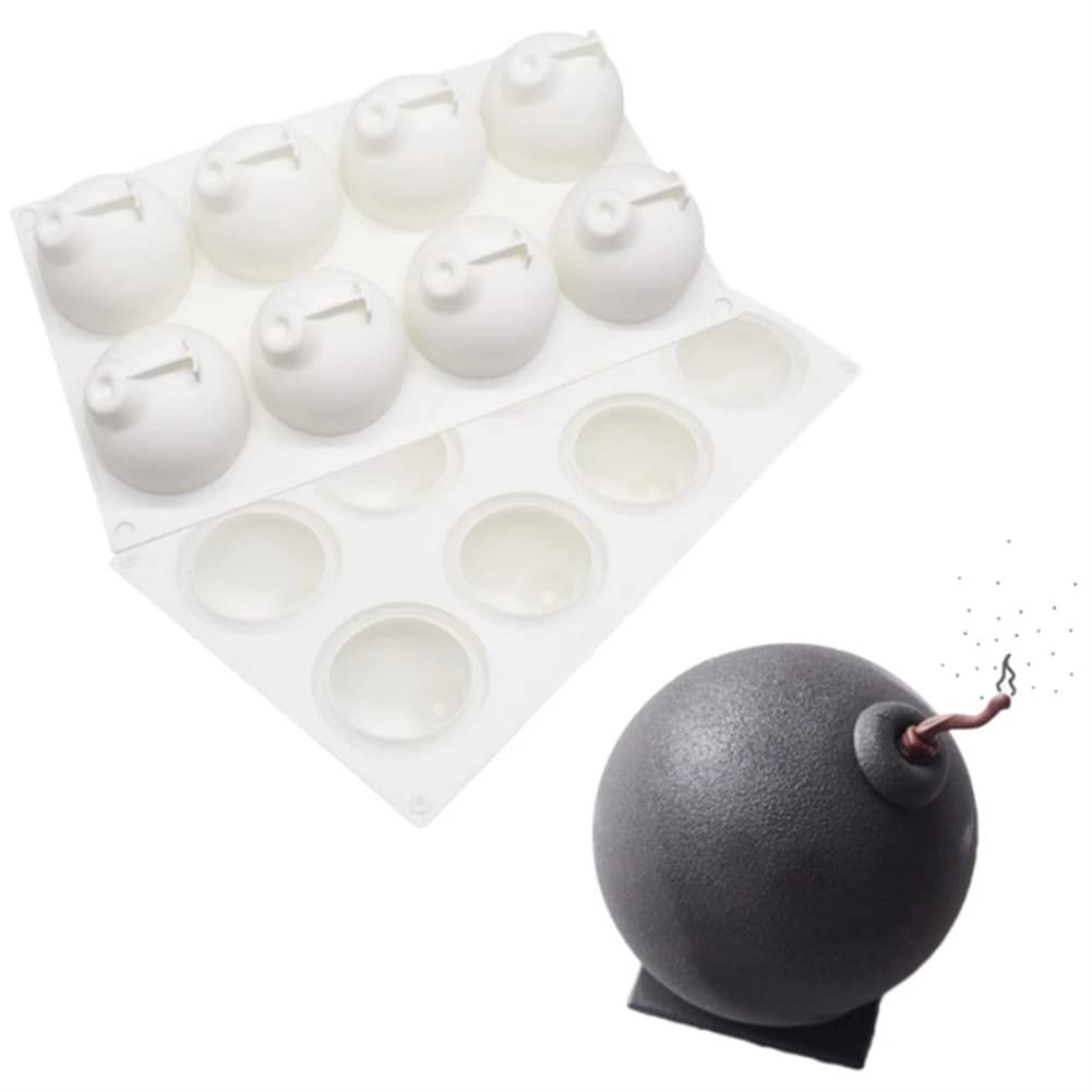 8-Cavity Bomb Shape Silicone Mousse Cake Mold - Professional Dessert Baking Tools for Bomb Mousse, Cheesecake & Chocolate Molds - Perfect for Birthday Parties, Wedding Cakes & Home Baking
