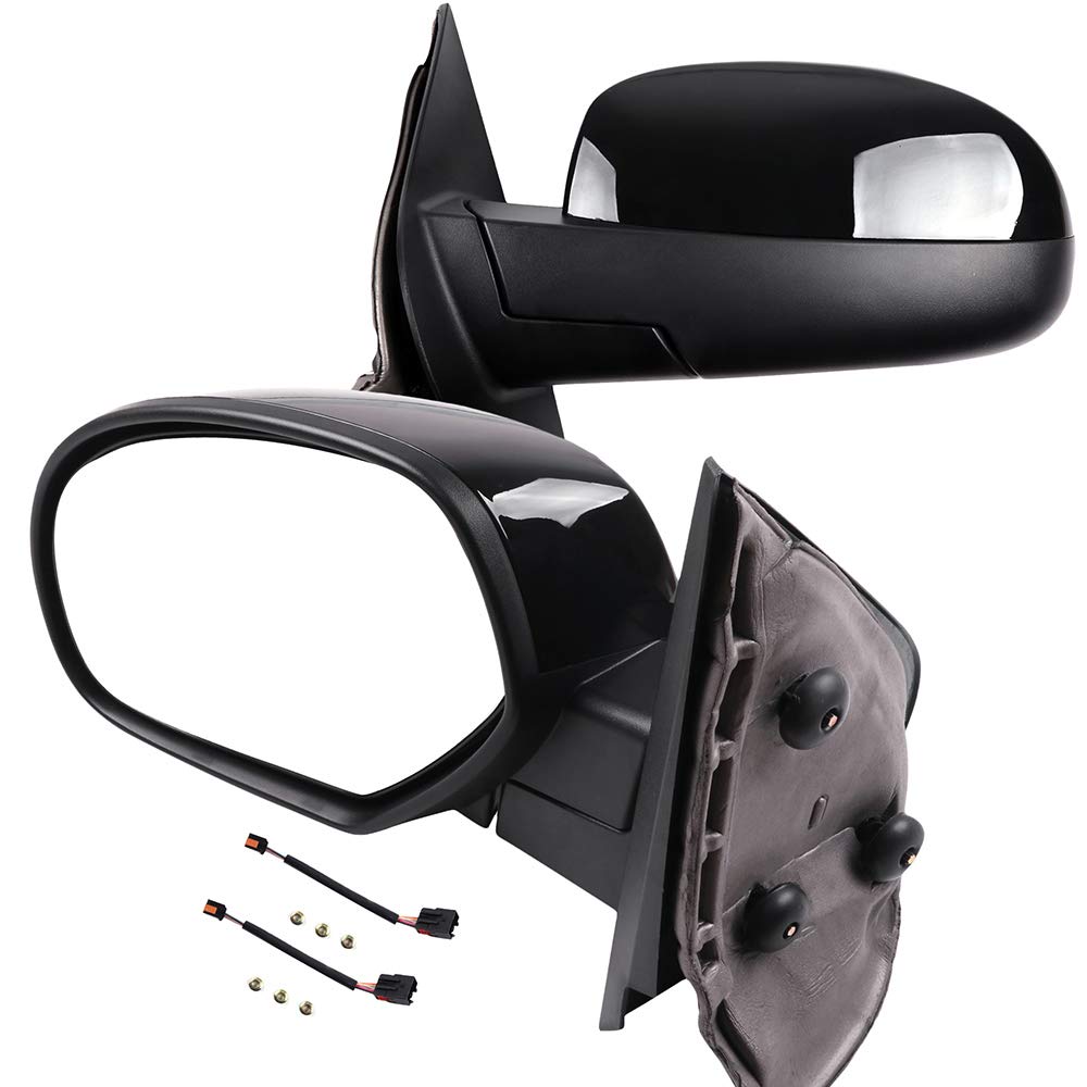 OCPTY Black Left & Right Side Mirrors for 2007-2013 Chevy Silverado 1500 - Smooth Glass, Turn Signal, Heated, Manual Fold, Memory Function | Replacement for Damaged Mirrors, Perfect for Off-Roading & Daily Driving