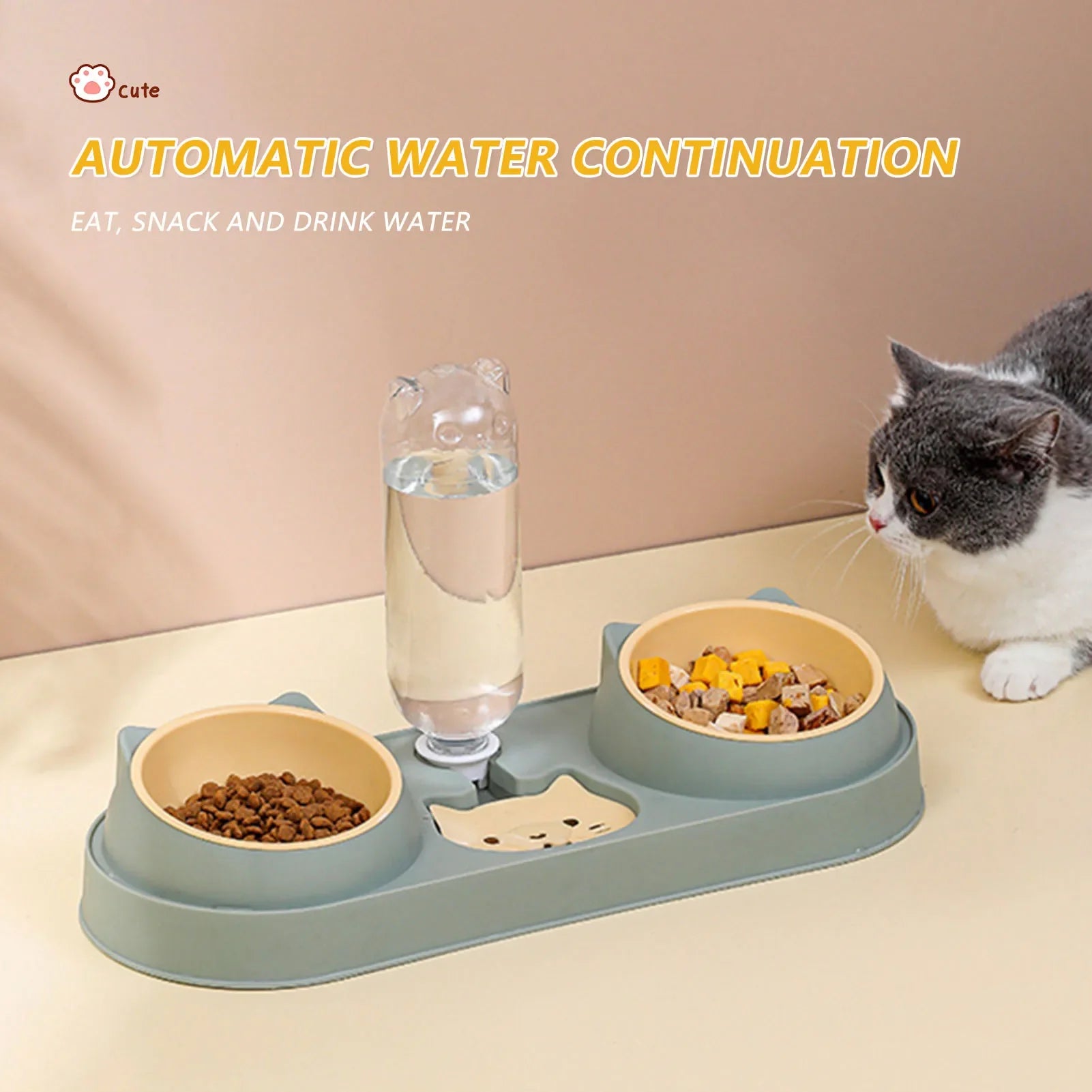 Automatic Pet Water Dispenser and Food Bowl - Self-Filling Dog & Cat Feeder for Home, Travel, and Outdoor Use