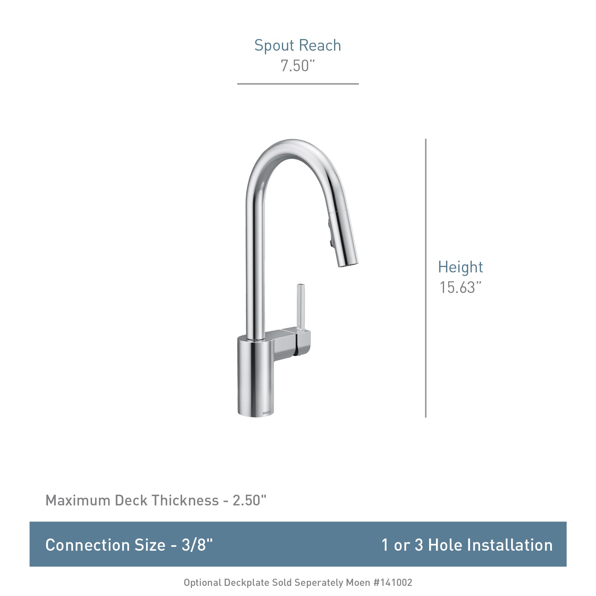 Moen 7565BLS Black Stainless Steel One-Handle Pull Down Kitchen Faucet with Reflex & Power Clean Spray Technology | Spot Resist Finish | Modern Design for Home & Restaurant Use