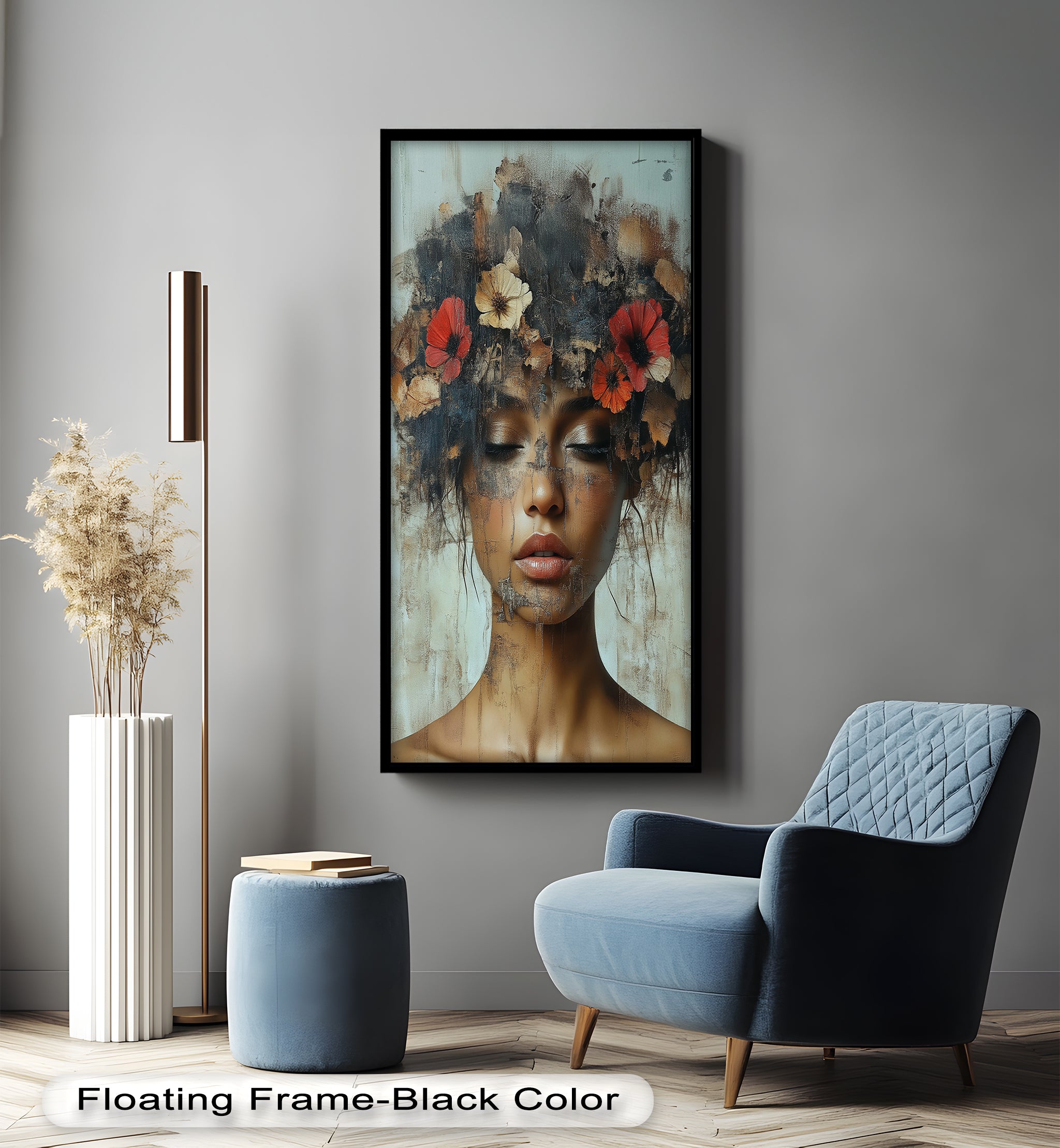 Ethereal Boho Flower Oil Painting - Autumn Reverie Wall Art for Home Decor, Living Room, Bedroom & Office | Handmade Canvas Artwork
