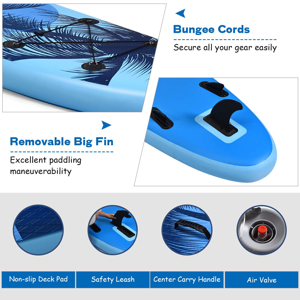 GYMAX Inflatable Stand Up Paddle Board 9.8'/10'/11' x 6