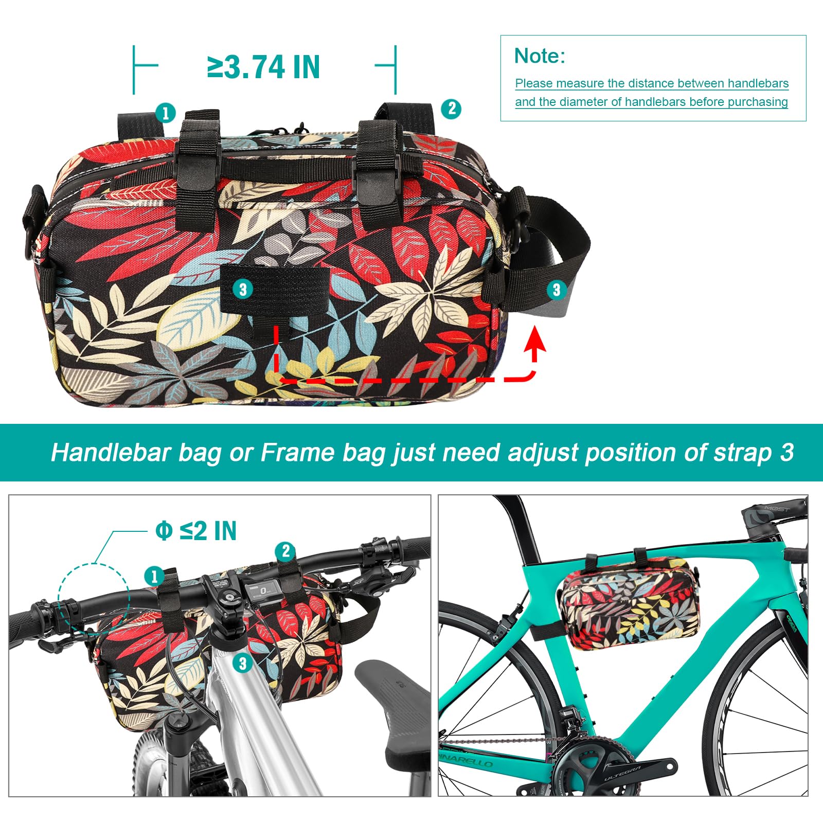 **YEEGO DIRECT Waterproof Bike Handlebar Bag - Multifunctional Front Bicycle Bag for Men & Women - Crossbody Shoulder Bag for Cycling, Scooters & Outdoor Activities (Black)**