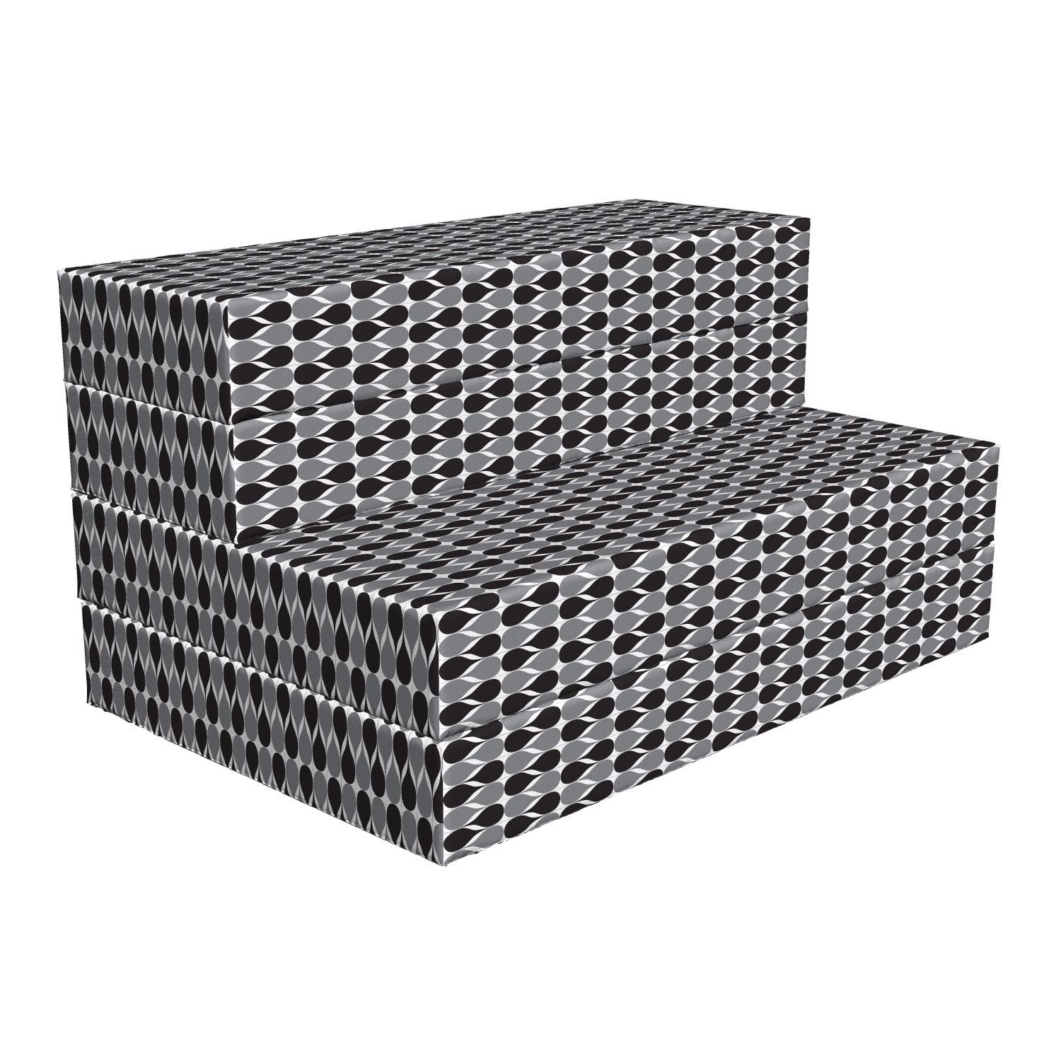 Ambesonne Retro Foldable Mattress - Abstract Classic Wavy Ovals Design, 74.8