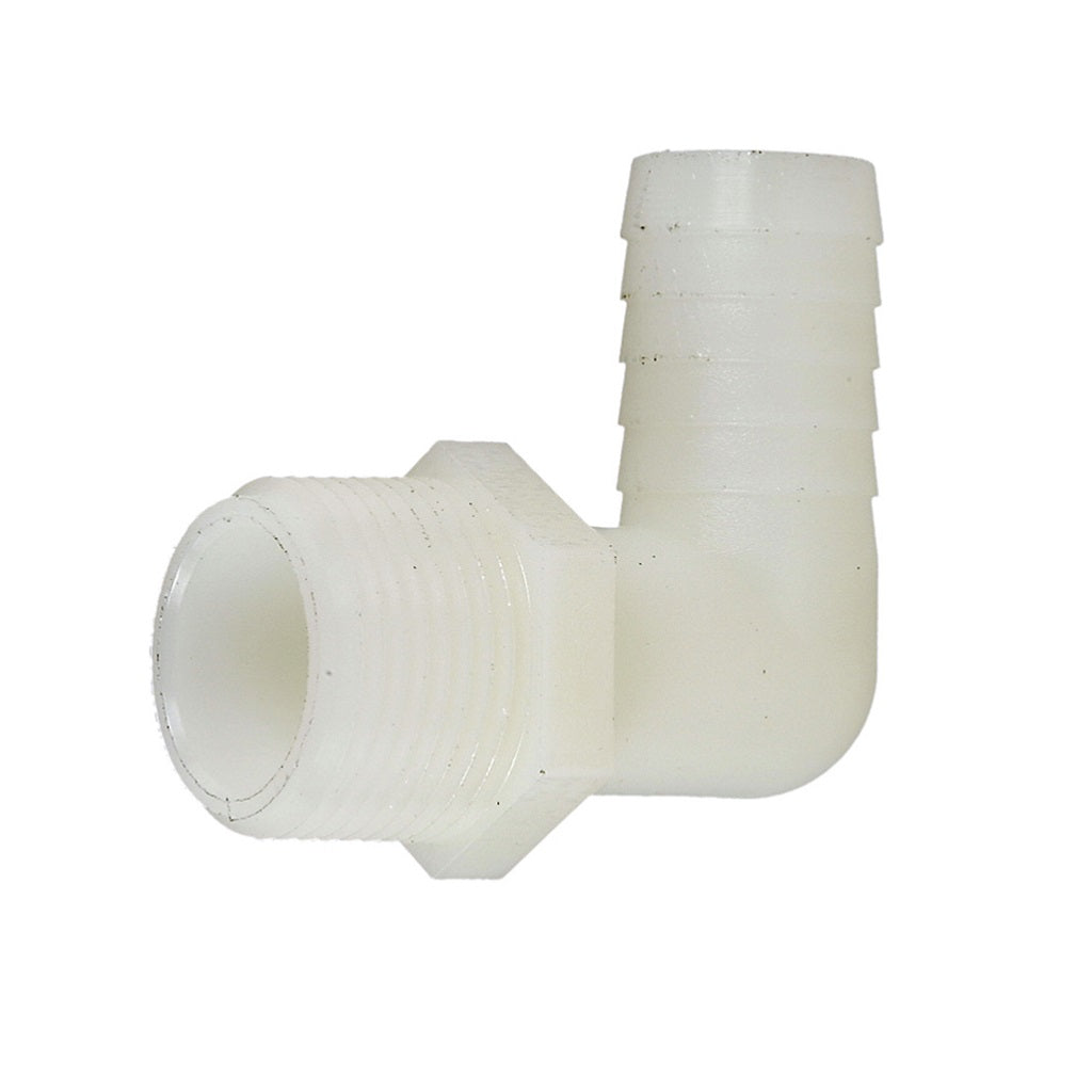 90 Degree Nylon Male NPT to Hose Barb Fitting - High Pressure Fuel, Air & Water Connector for Automotive, Plumbing & Industrial Applications