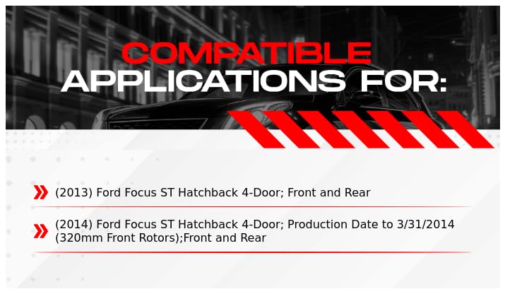 R1 Concepts Premium Ceramic Brake Pads & Rotors Kit - Front & Rear Brake System for 2013-2014 Ford Focus | Includes Hardware | Smooth Stopping Power for City Driving & Highway Commutes