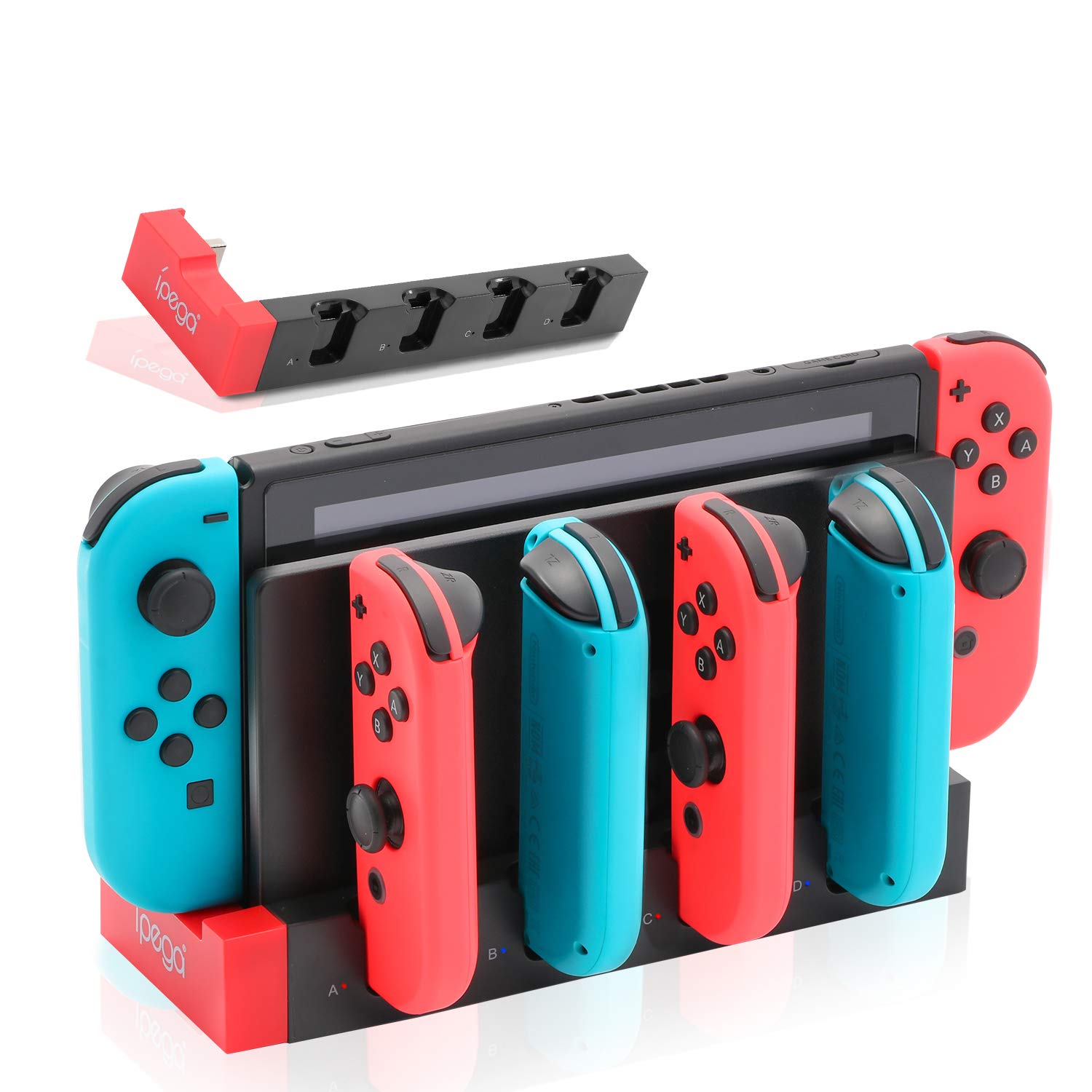 ECHZOVE Switch Controller Charger Dock Station for Nintendo Switch & Switch OLED - 4 Joy-Con Charging Slots with LED Indicators, 2 USB 2.0 Ports | Perfect for Multiplayer Gaming & Joy-Con Storage