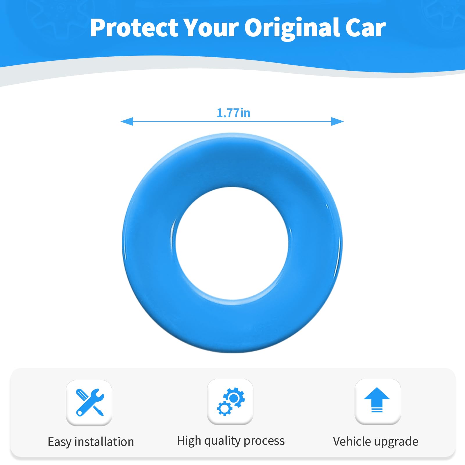 Jeep JL Push Start Stop Button Cover Trim Ring - Compatible with Jeep Wrangler JL JLU & Gladiator JT (2018-2024) - Baby Blue Interior Accessories - Protect & Customize Your Jeep's Dashboard for Off-Road & Daily Driving