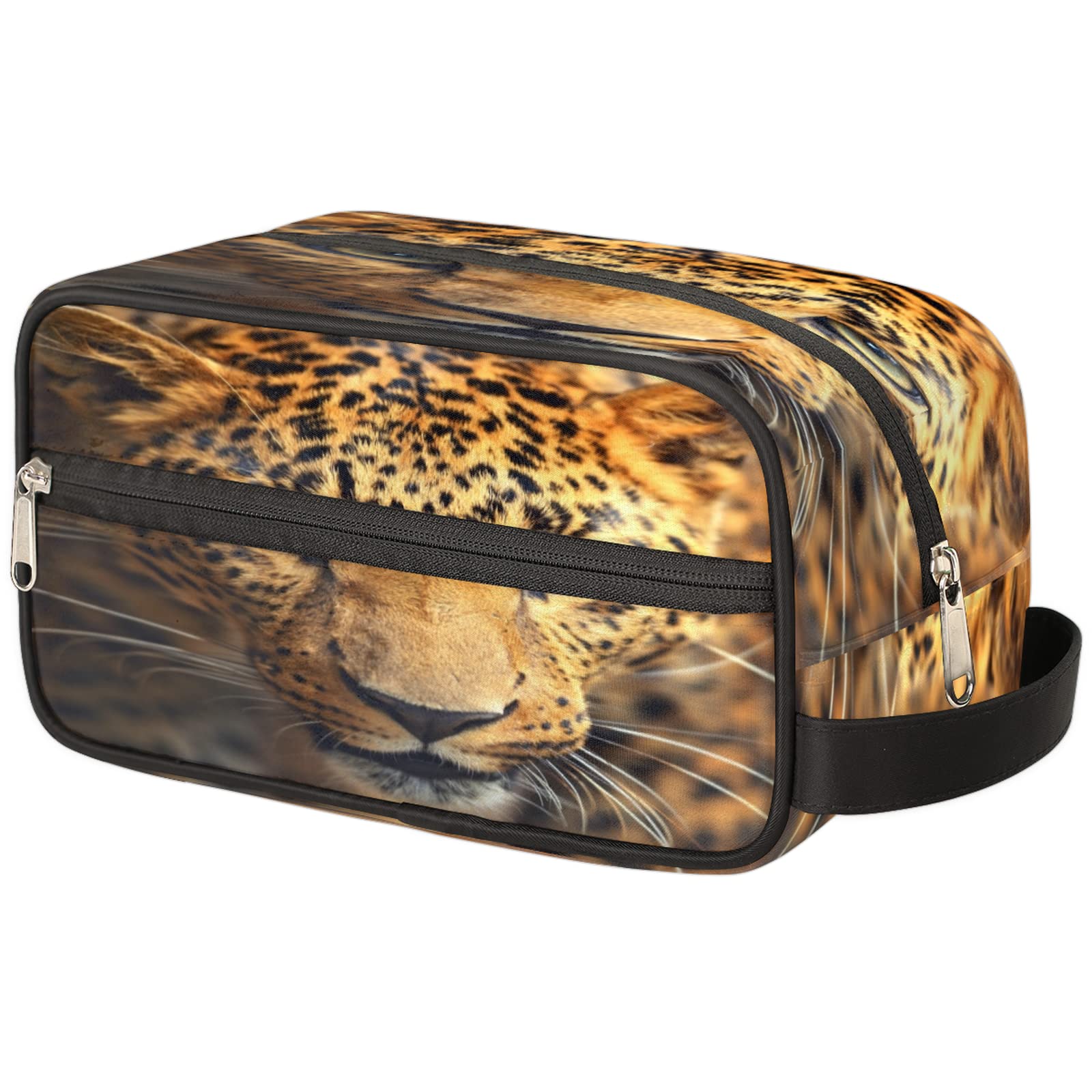 Leopard Print Travel Toiletry Bag for Women & Men - Waterproof Cosmetic Makeup Organizer with Large Capacity | Perfect for Toiletries, Shaving Kit & Travel Accessories | Ideal for Vacation, Gym & Business Trips