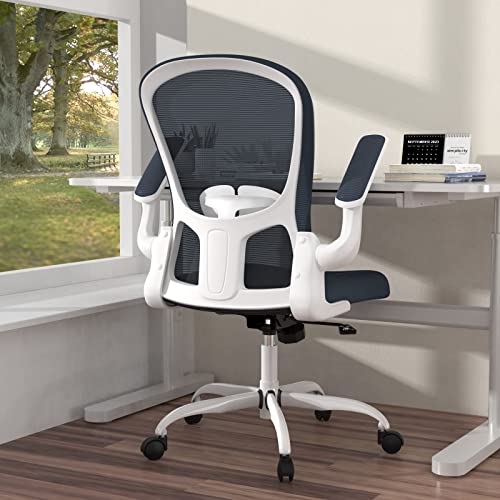 Ergonomic Office Chair with Lumbar Support - Adjustable Height, Breathable Mesh & Flip-Up Arms - Comfortable Swivel Task Chair for Home Office, Gaming & Computer Work