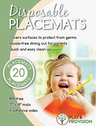 Disposable Baby Placemats for Toddlers - 40 Pack Waterproof & Adhesive Table Mats for Mess-Free Meals - Perfect for High Chairs, Restaurants, and Travel