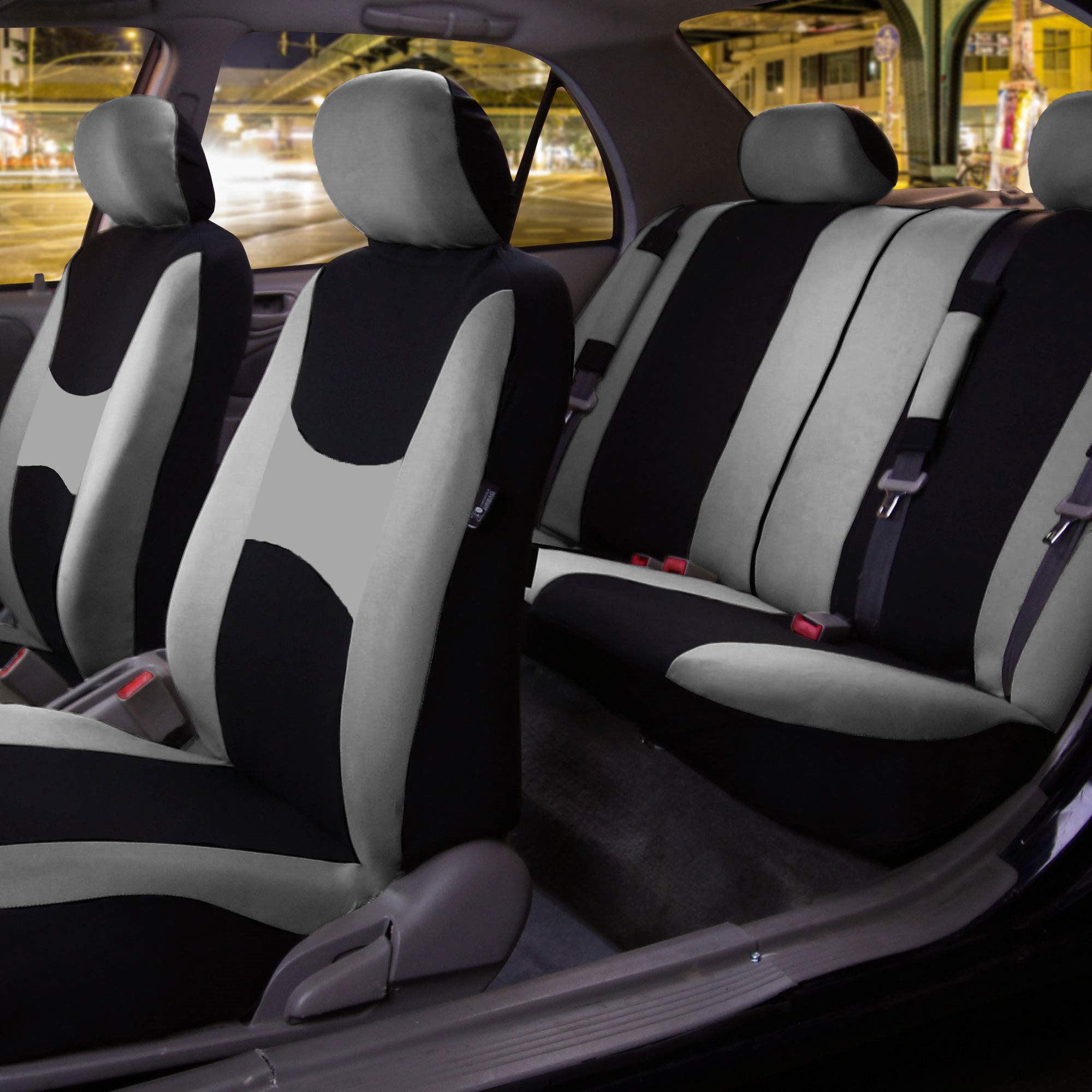 TLH Automotive Seat Covers - Lightweight Breathable Flat Cloth Full Set Car Seat Protectors (Gray) | Airbag Compatible & Split Rear Design | Universal Fit for Cars, Trucks & SUVs | Perfect for Road Trips, Daily Commutes & Family Travel