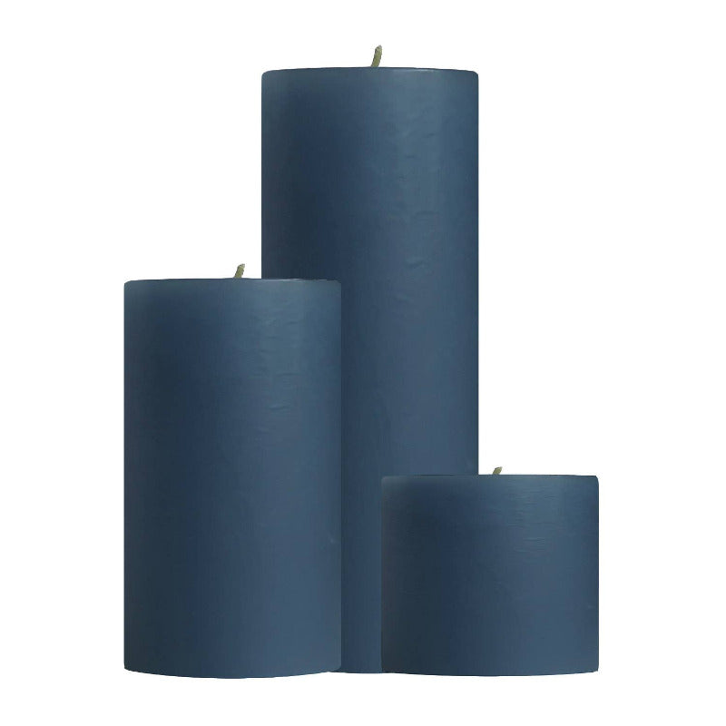 Colonial Blue Unscented Pillar Candles - Handmade Beeswax Candles for Home Decor, Wedding Centerpieces & Relaxation