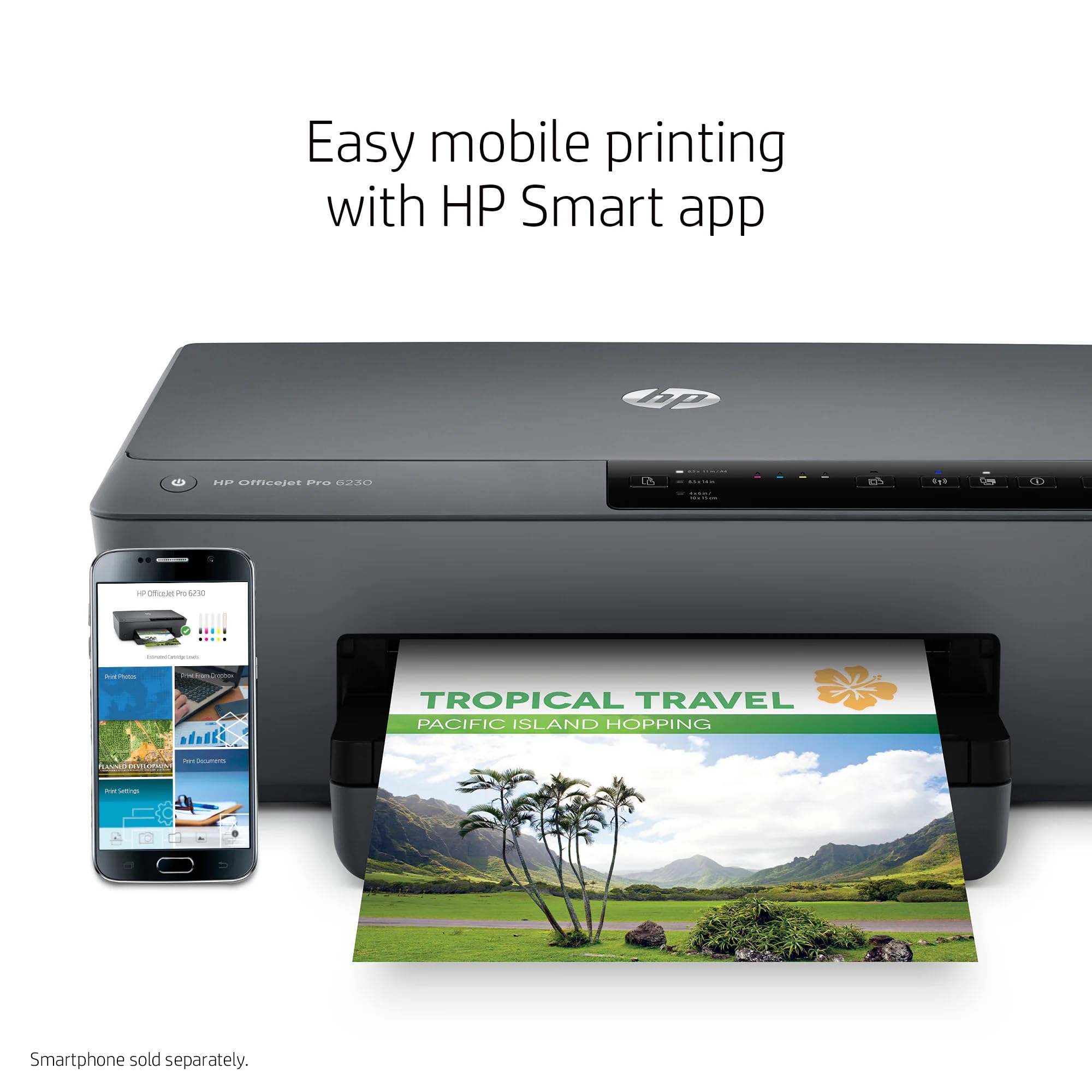HP OfficeJet Pro 6230 Wireless All-in-One Printer | 18ppm Black & 10ppm Color | Duplex Printing | Mobile & Cloud Printing | Compatible with HP Smart App | Ideal for Home Office & Small Business (Renewed) E3E03A