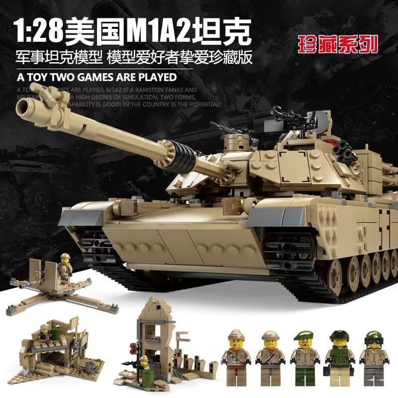 Kazi KZ10000 M1A2 Abrams Main Battle Tank (MBT) - 1/100 Scale Diecast Military Model Tank for Collectors, Display & Wargaming Scenarios