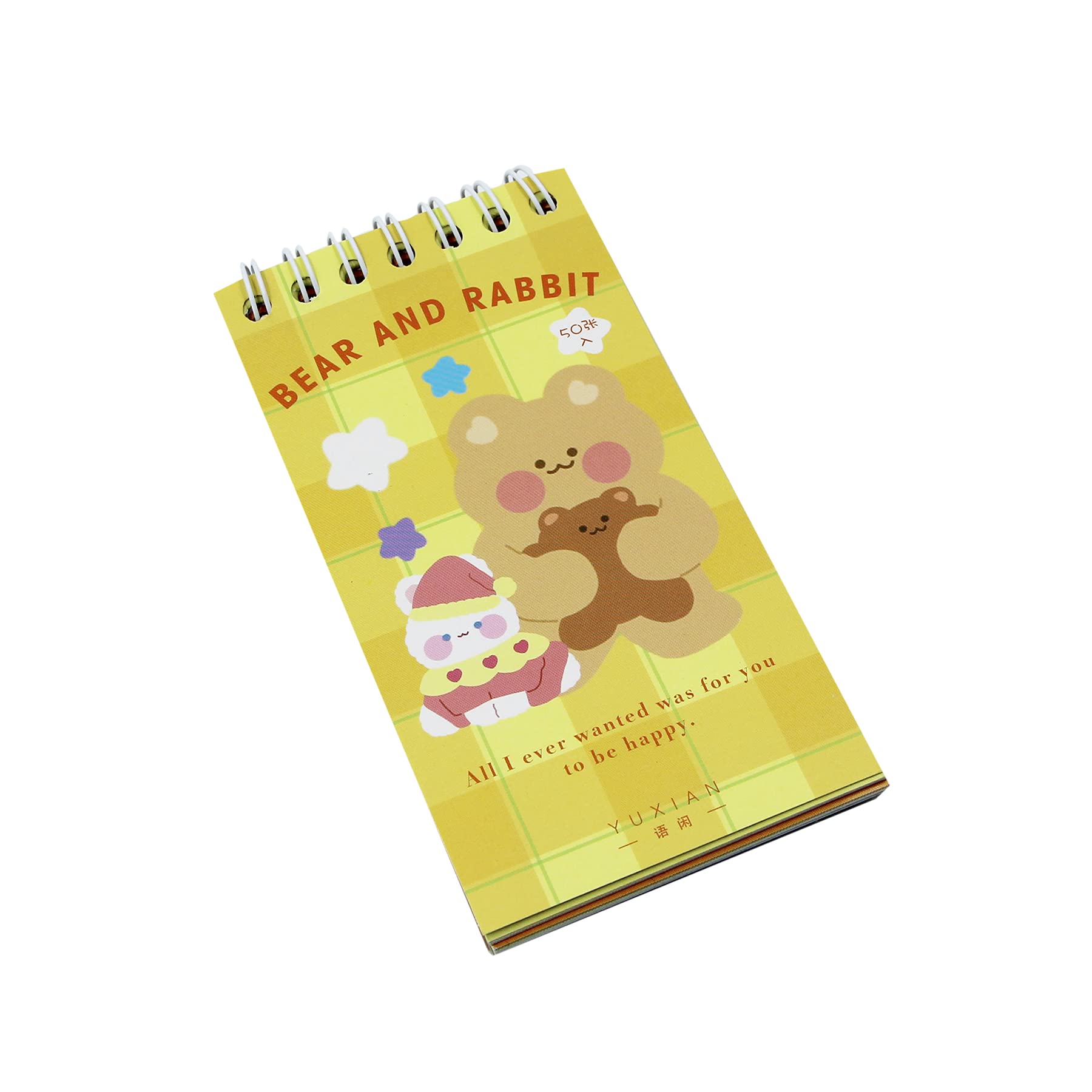 ANKOMINA 50 Sheets Cute Bear Stickers Spiral Notebook - Adorable Cartoon Animal Decals for DIY Crafts, Journaling, Scrapbooking | Perfect for Laptops, Phones, Luggage & Water Bottles - Kawaii Korean Stationery Gift