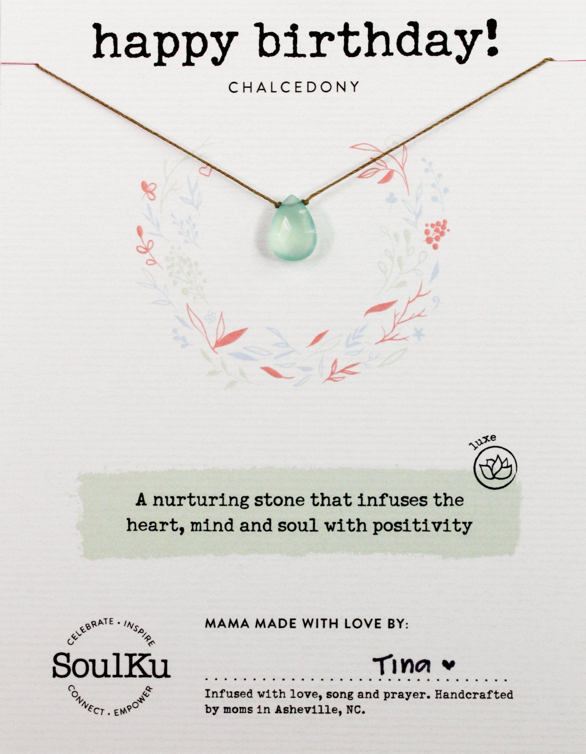 Chalcedony Luxe Happy Birthday Necklace for Women - Elegant Gemstone Jewelry Gift for Her, Birthday Present, Anniversary, Special Occasion | Perfect for Parties, Celebrations & Everyday Wear