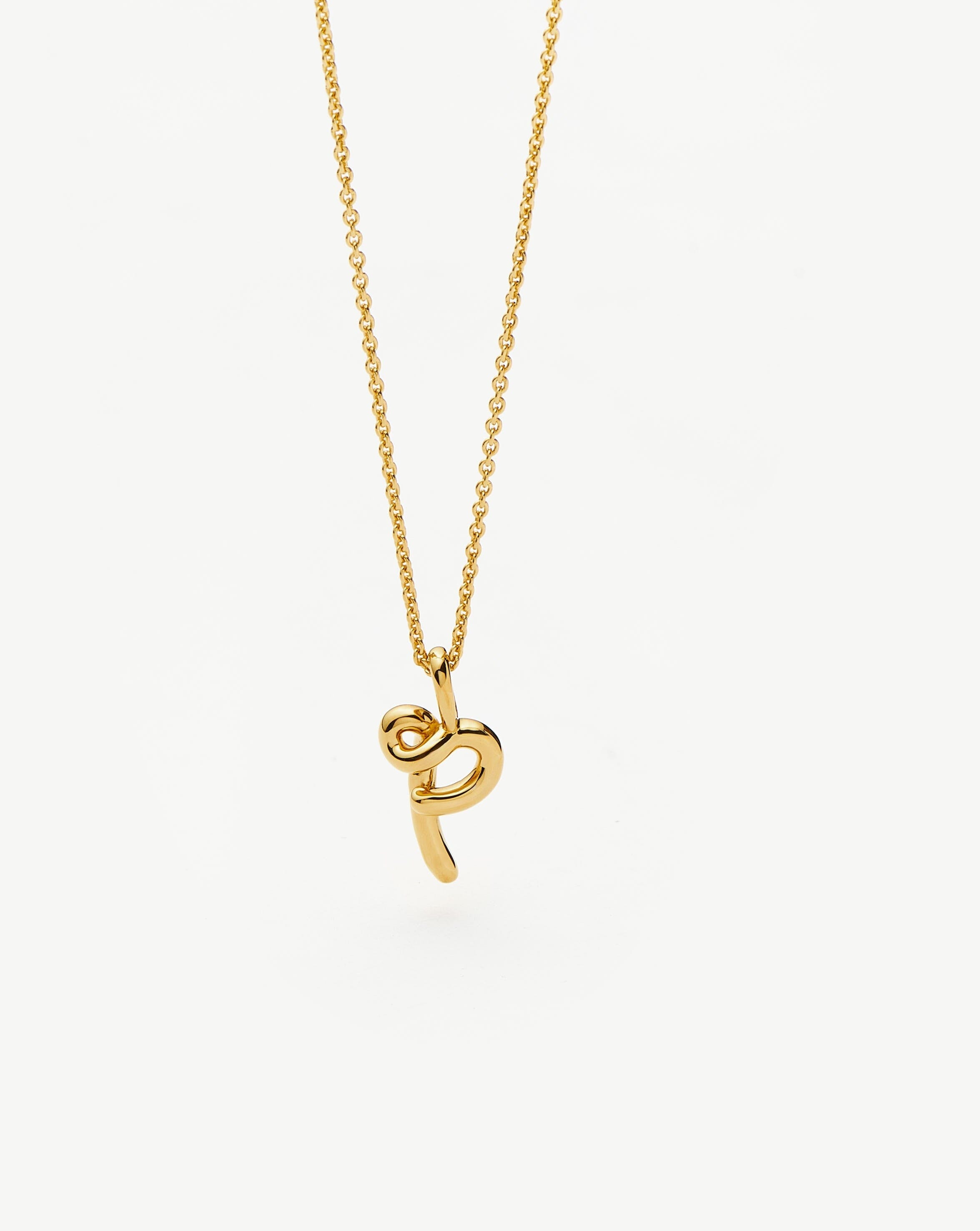 Curly Molten Mini Initial Necklace in 18k Gold Vermeil - Personalized Name Jewelry for Women, Dainty Layering Necklace Gift for Her, Perfect for Everyday Wear & Special Occasions