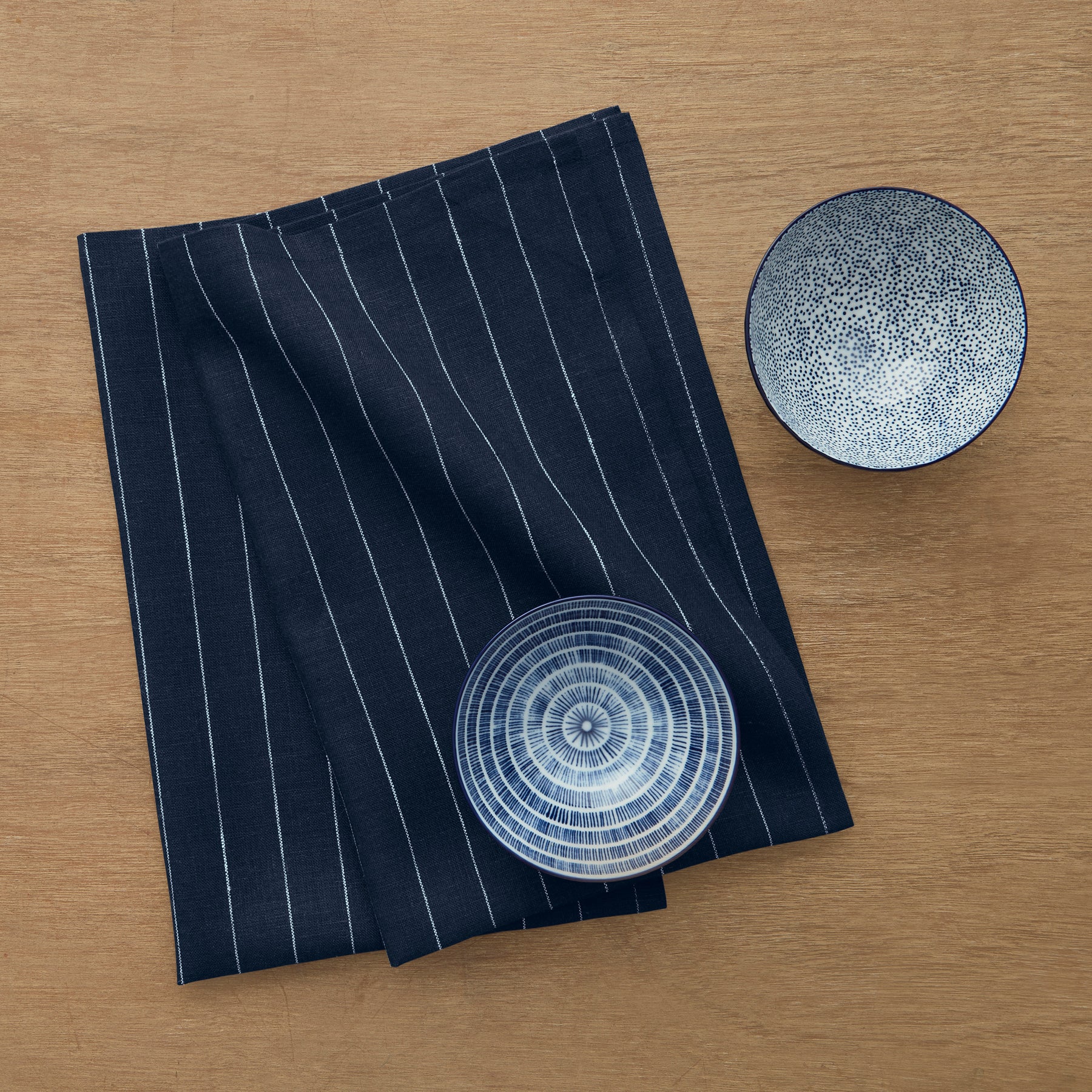 Premium Pinstripe Kitchen Towels Set of 2 - Absorbent Cotton Dish Towels for Drying Dishes & Cleaning - Perfect for Modern Kitchens & Housewarming Gifts