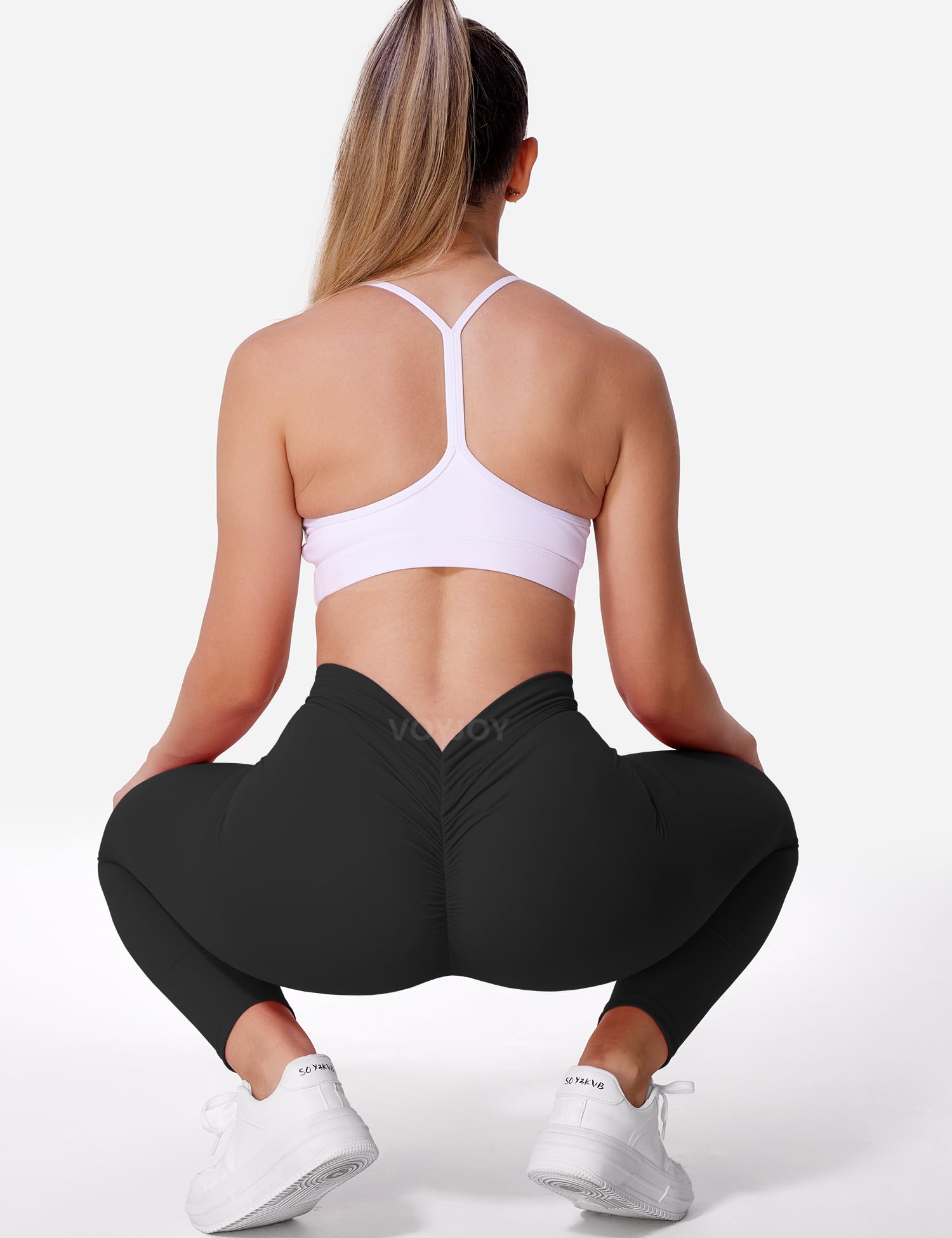 VOYJOY V Back Scrunch Butt Lifting Leggings - High Waisted Workout Tights for Women, Yoga, Gym & Running - Squat Proof & Comfortable for Fitness & Daily Wear