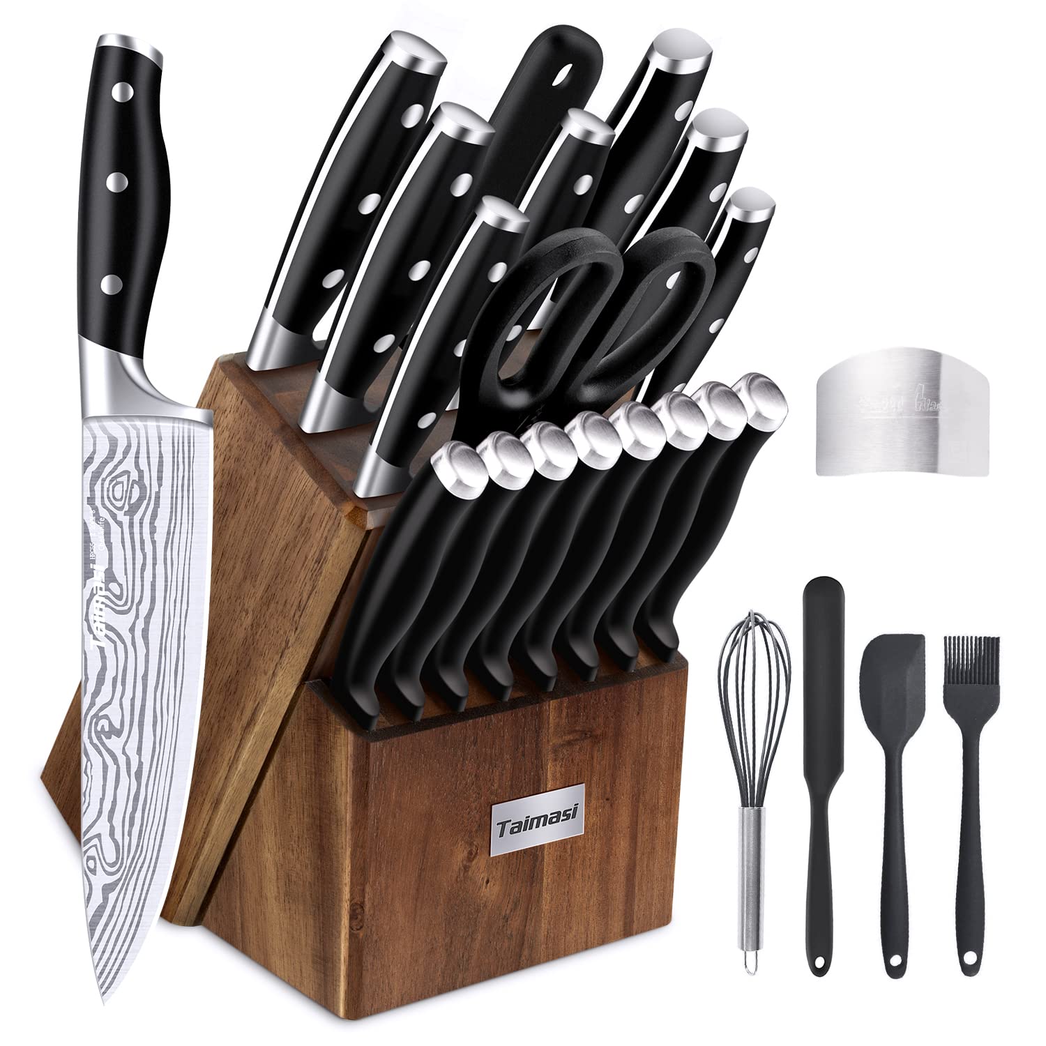 23-Piece Premium Kitchen Knife Set with Block & Sharpener - High Carbon Stainless Steel Chef Knives - Ultra Sharp Full-Tang Design - Perfect for Home Cooking, Professional Chefs & Gift Giving