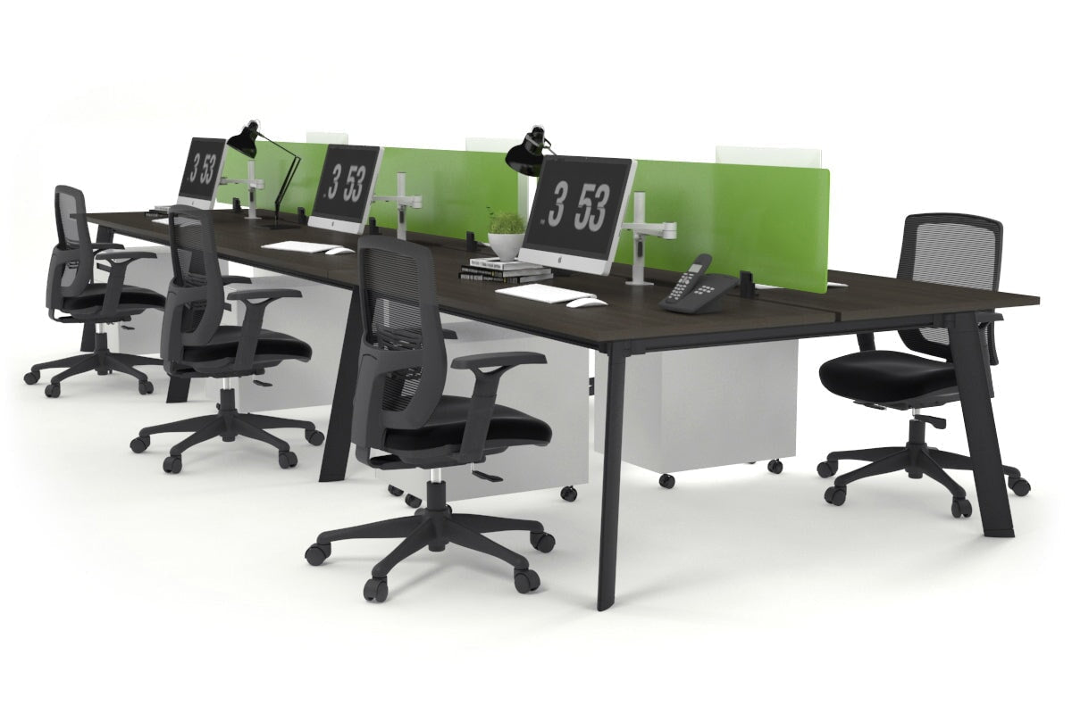 6-Person Black Frame Workstation with Cable Management - 1800L x 800W Office Desk for Team Collaboration & Open Workspaces
