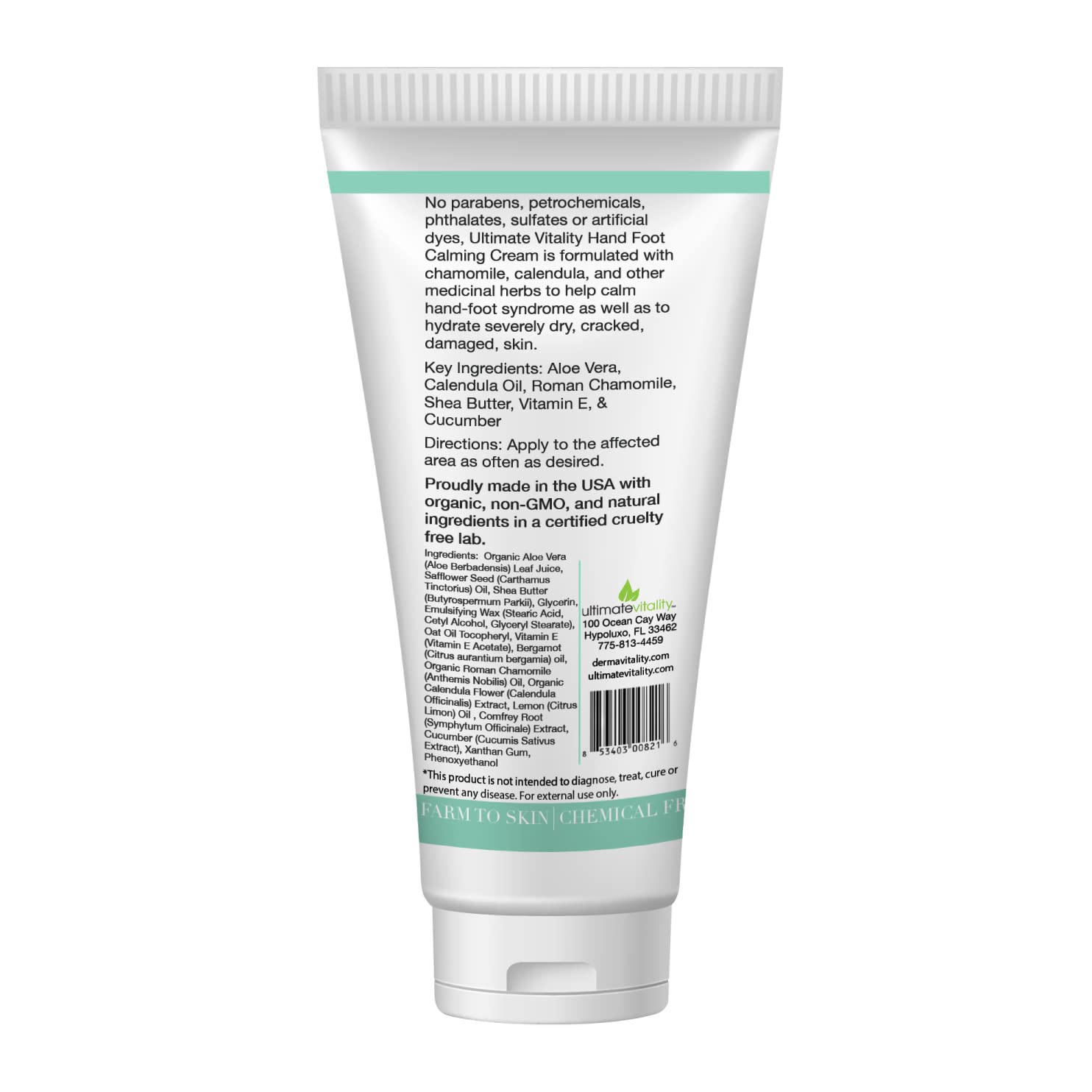 UltimateVitality Organic Hand & Foot Cream for Oncology Patients - Intensive Natural Moisturizer for Sensitive, Irritated Skin During Chemotherapy - 2oz | Perfect for Dryness Relief During Cancer Treatment & Recovery
